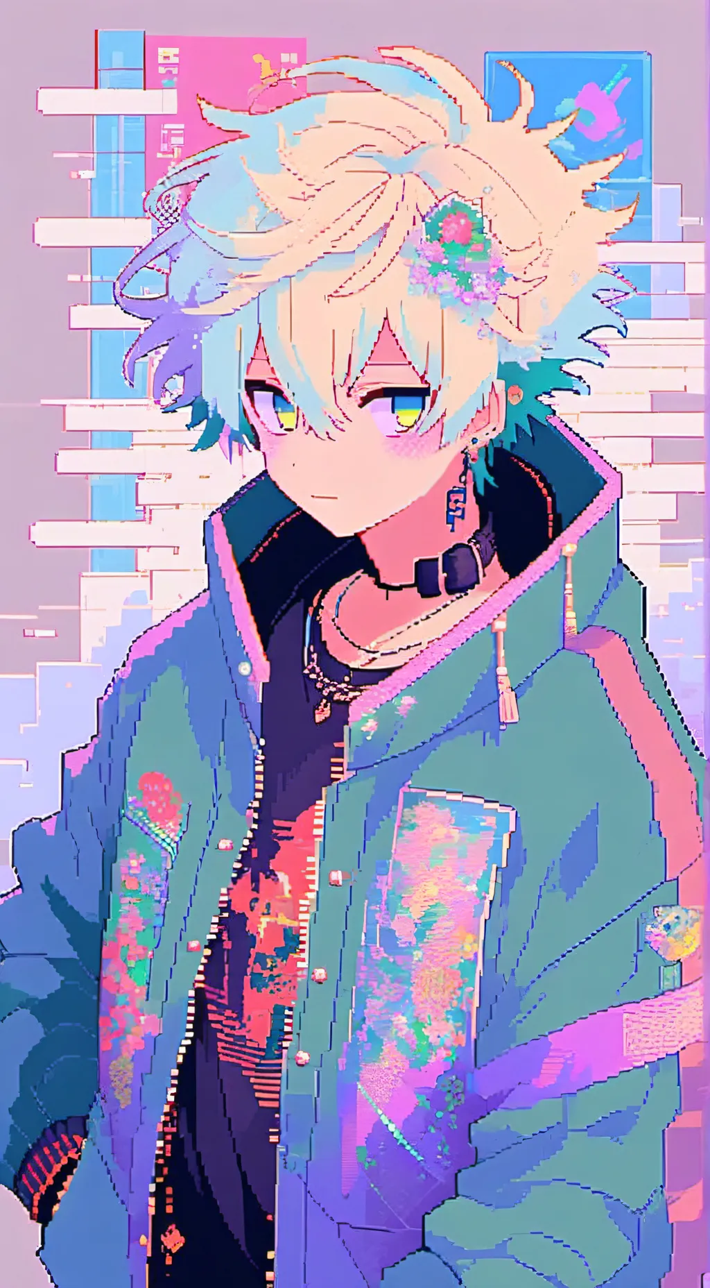 ai character: Mha fake smile background