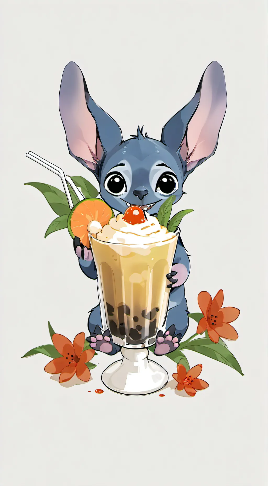 ai character: Stitchy the plushy background