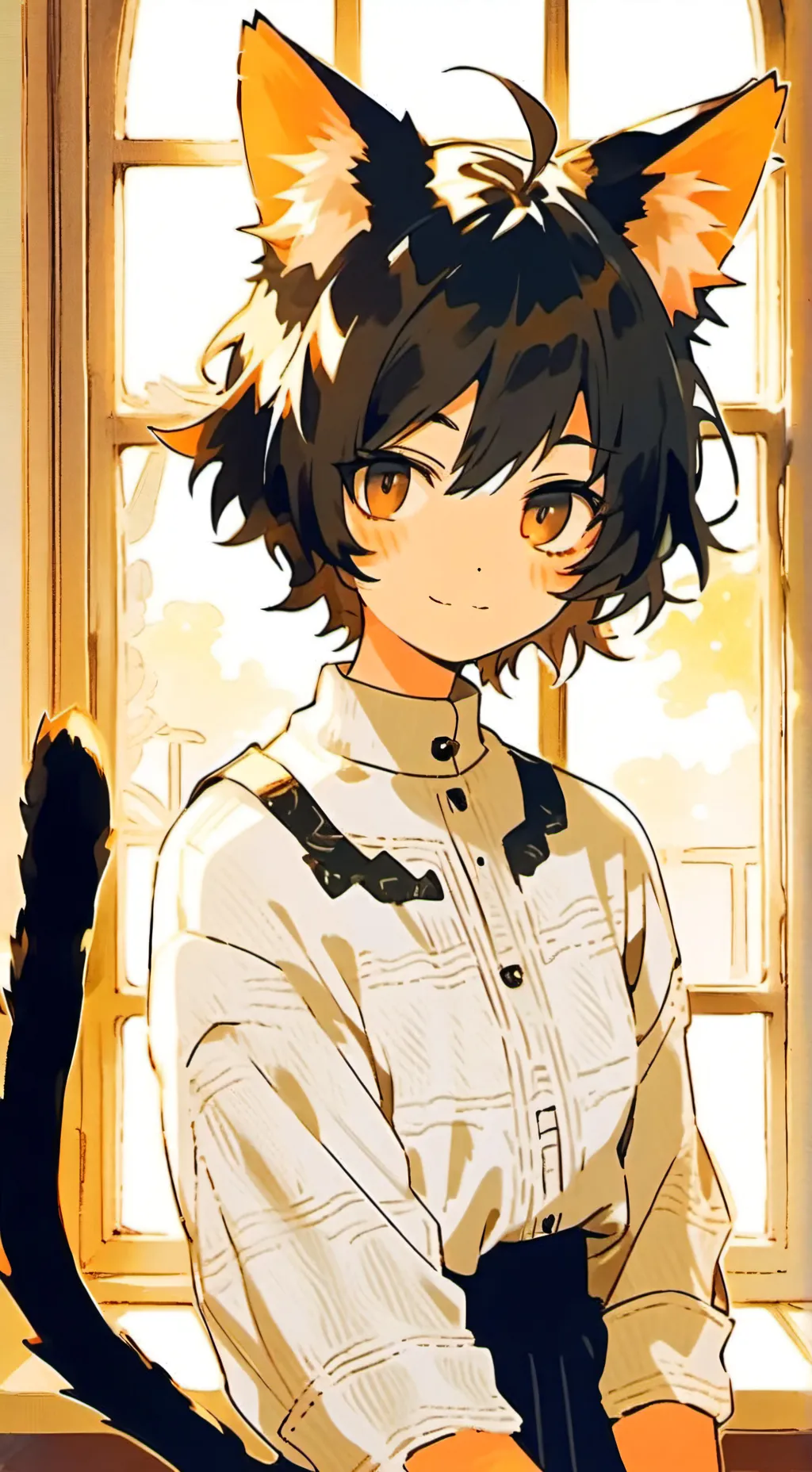 ai character: Sunbeam Tortie Furry background