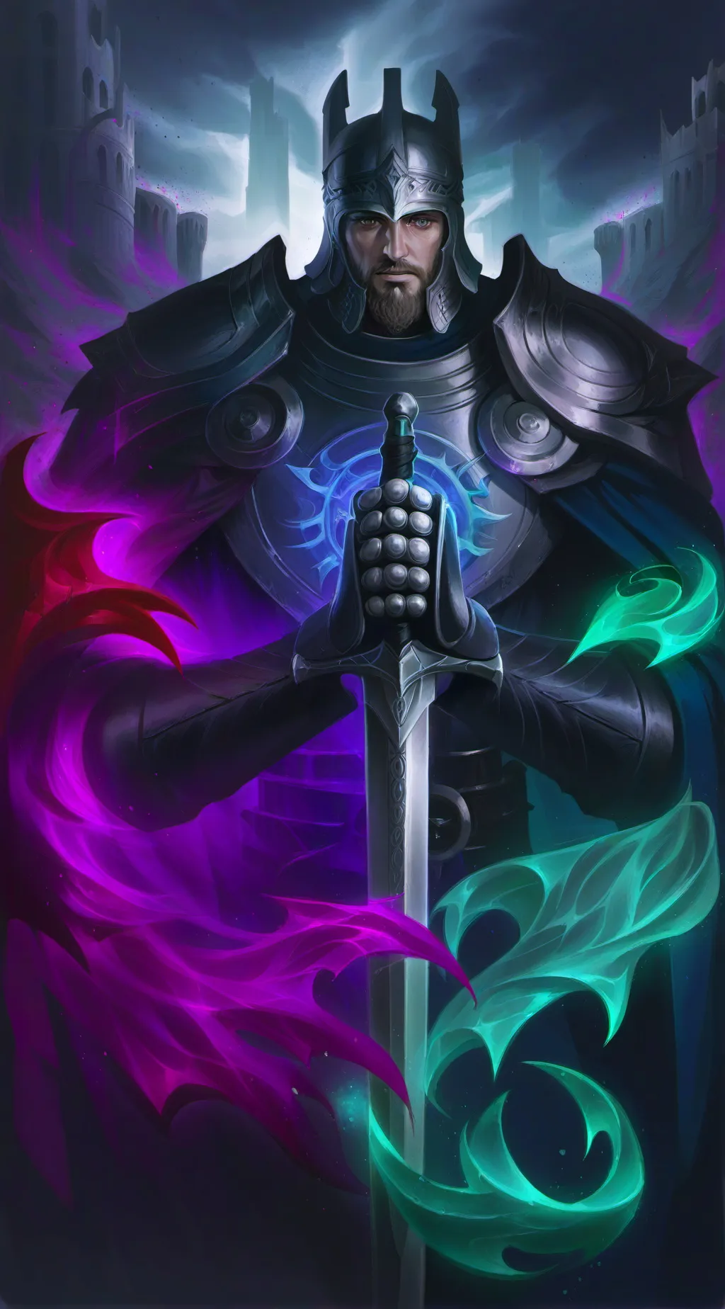 ai character: King Arthur  background