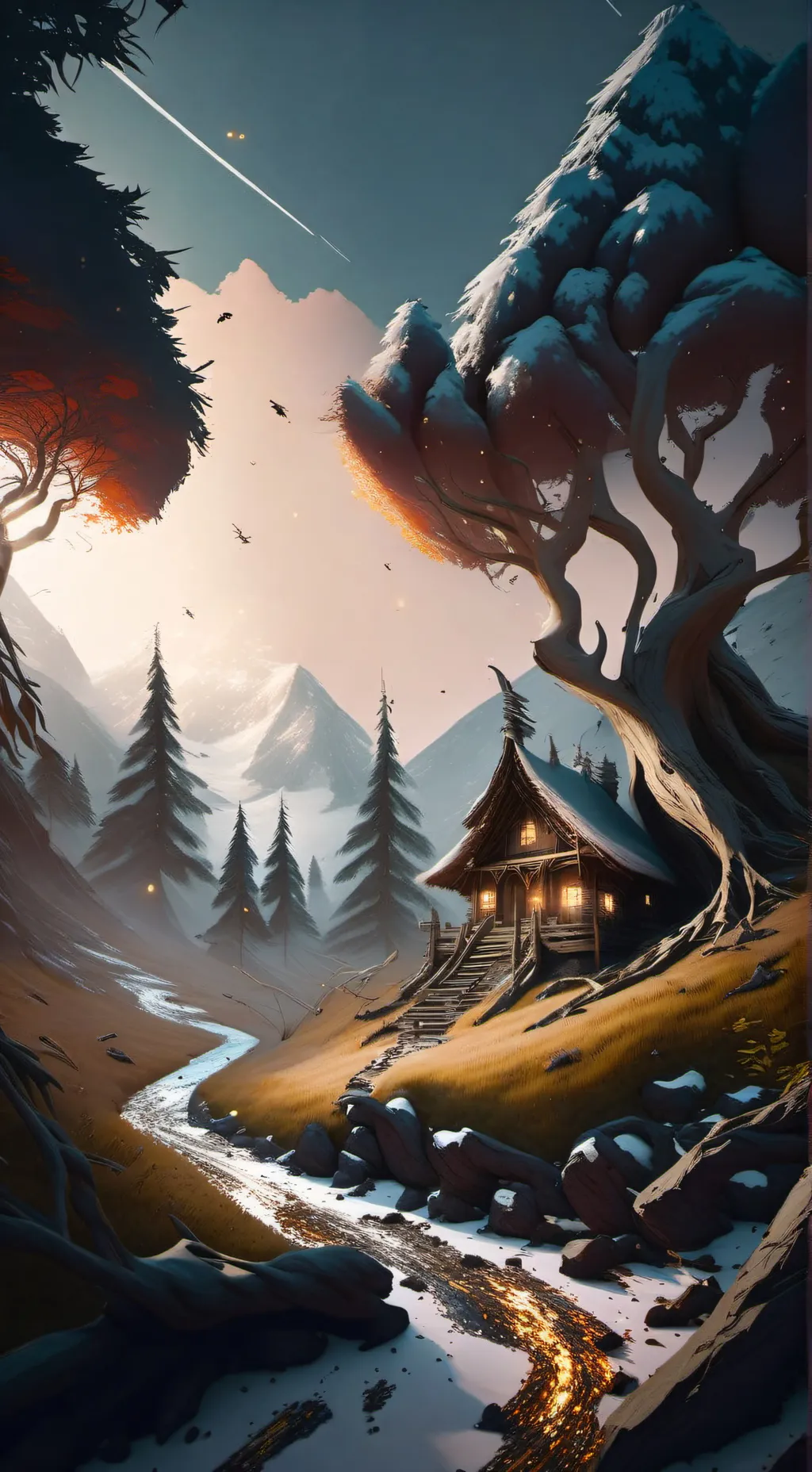 ai character: 1A lost in forest  background