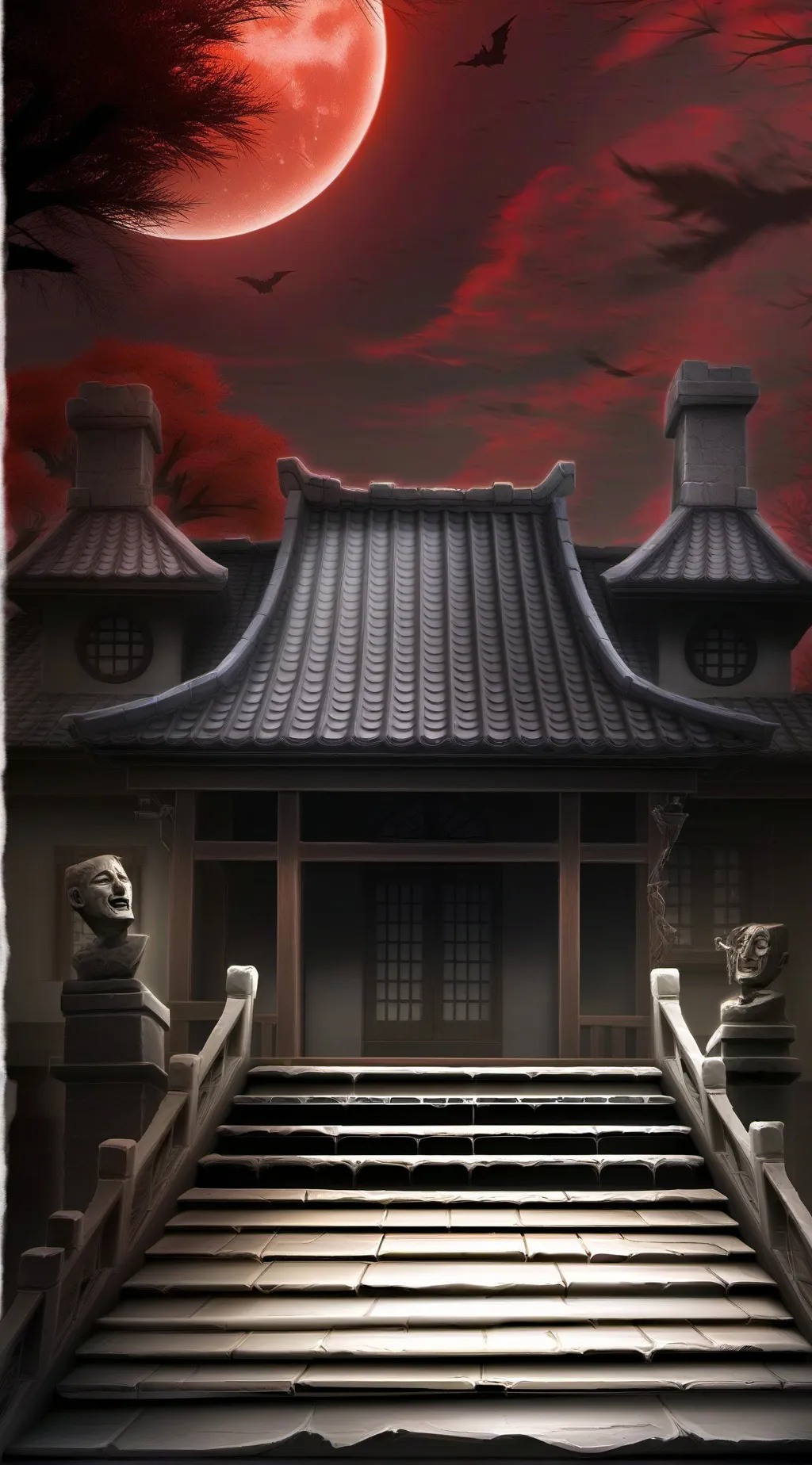 ai character: jjk haunted house  background