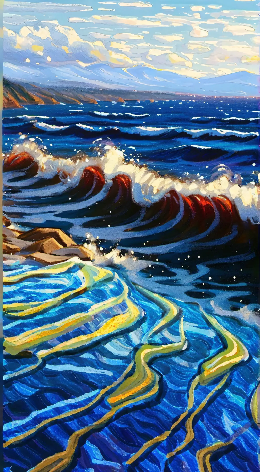 ai character: hh+hb beach day! background