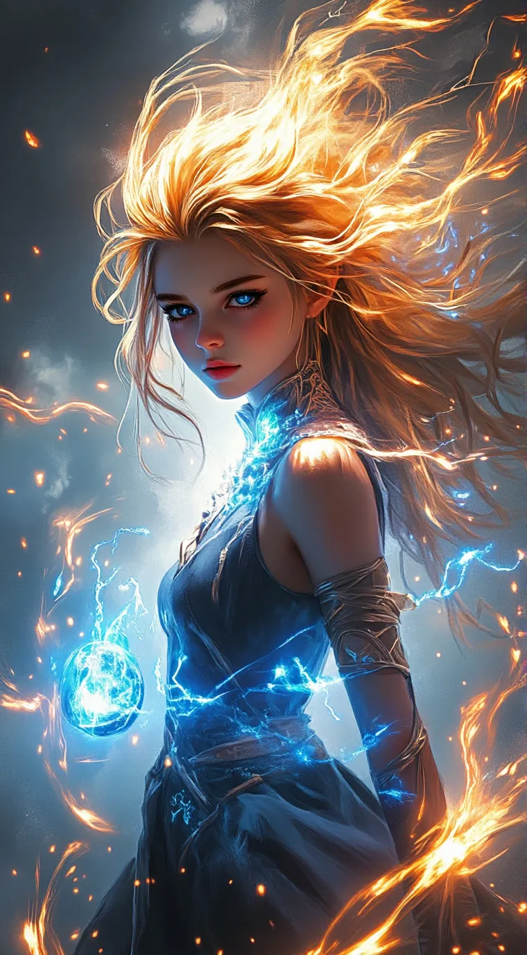 ai character: Seraphina Azure background