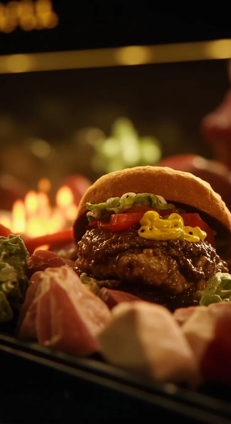 ai character: JJk Burger king  background