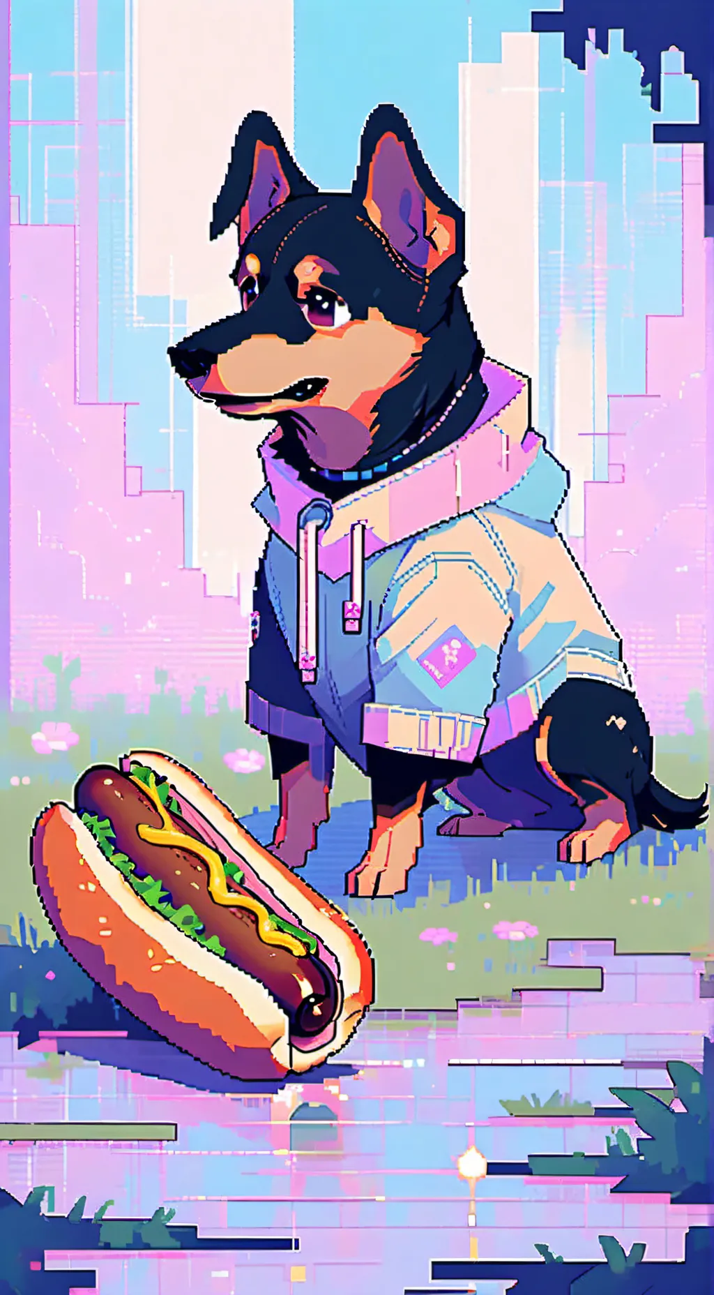 ai character: the dog is hungry  background