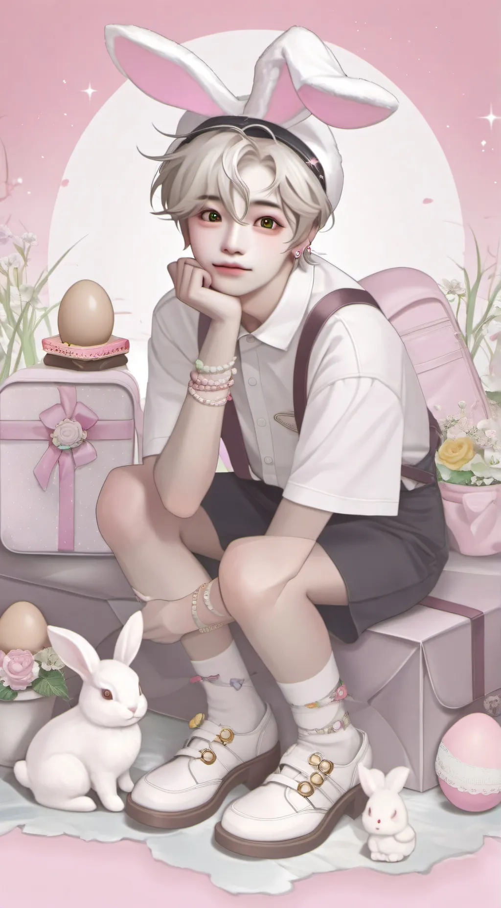 ai character: ♥︎🐣-Skz easter-🐰♡ background