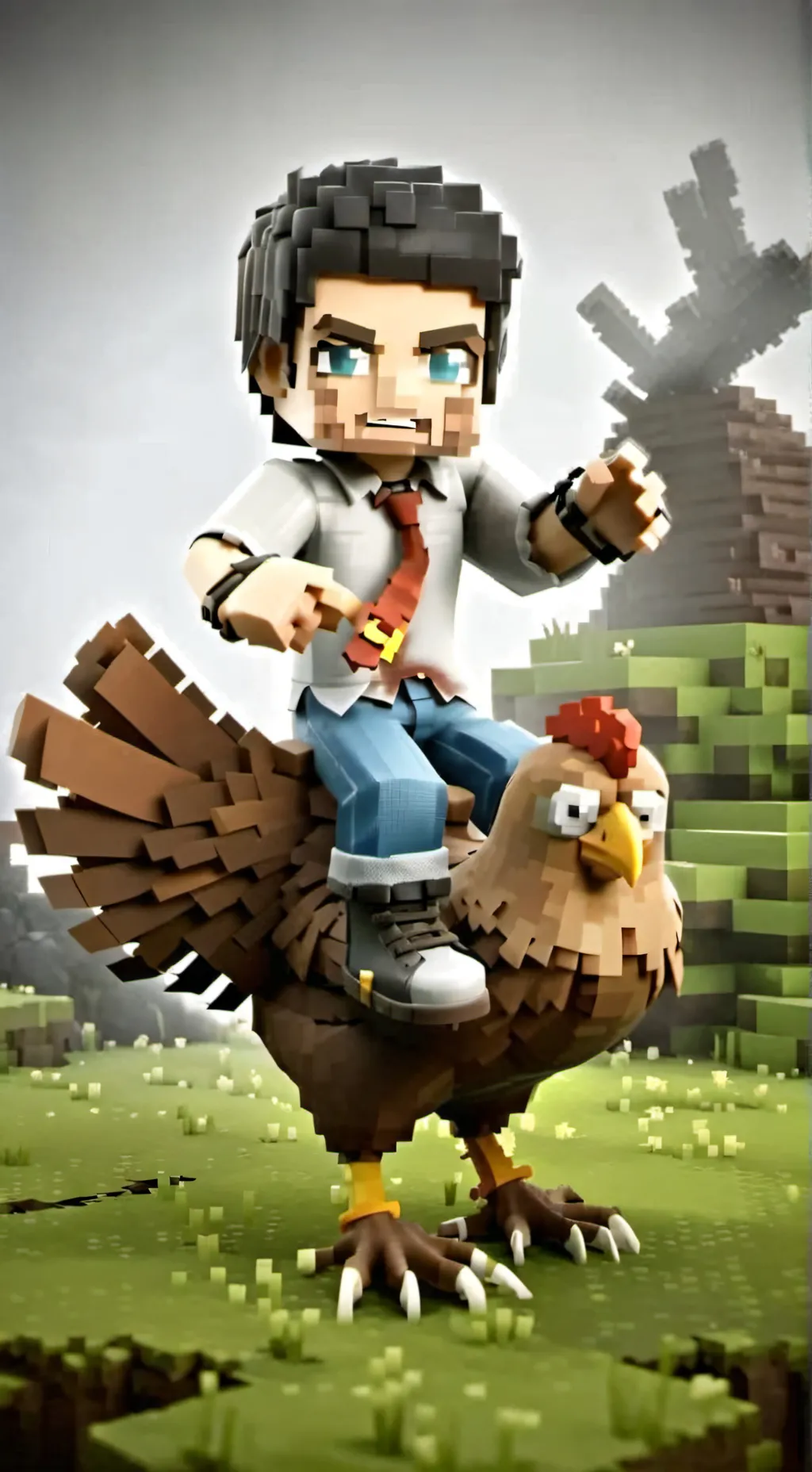 ai character: chicken jockey background