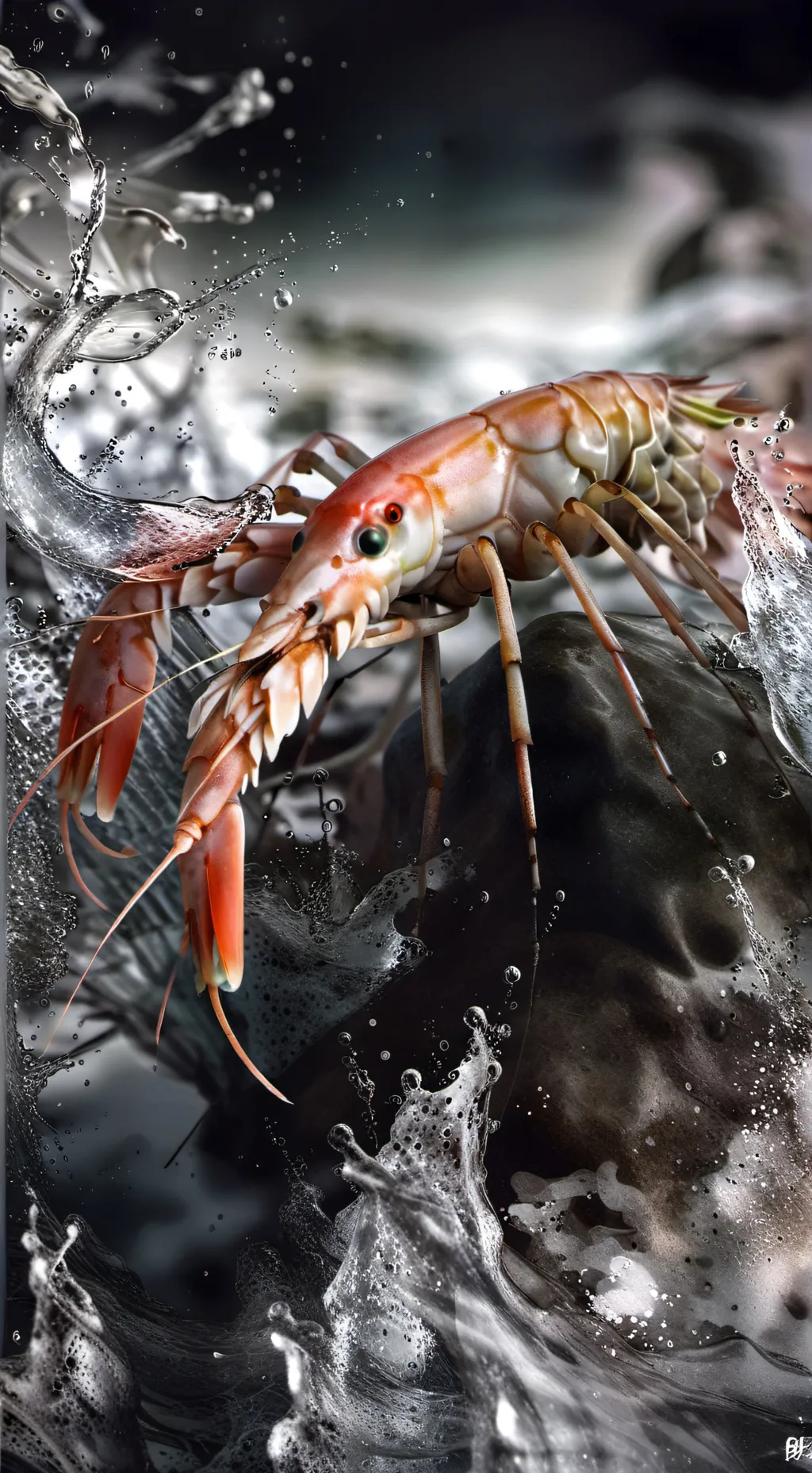 ai character: Shrimpo background