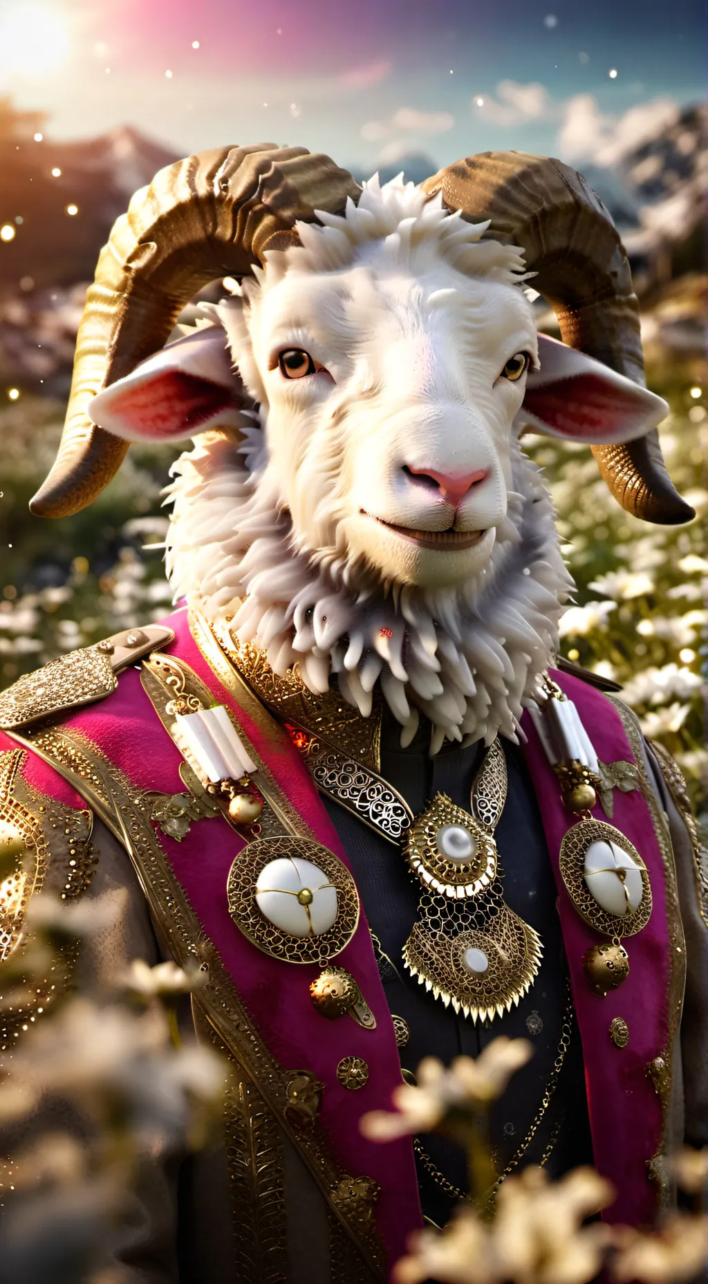 ai character: pink sheep background