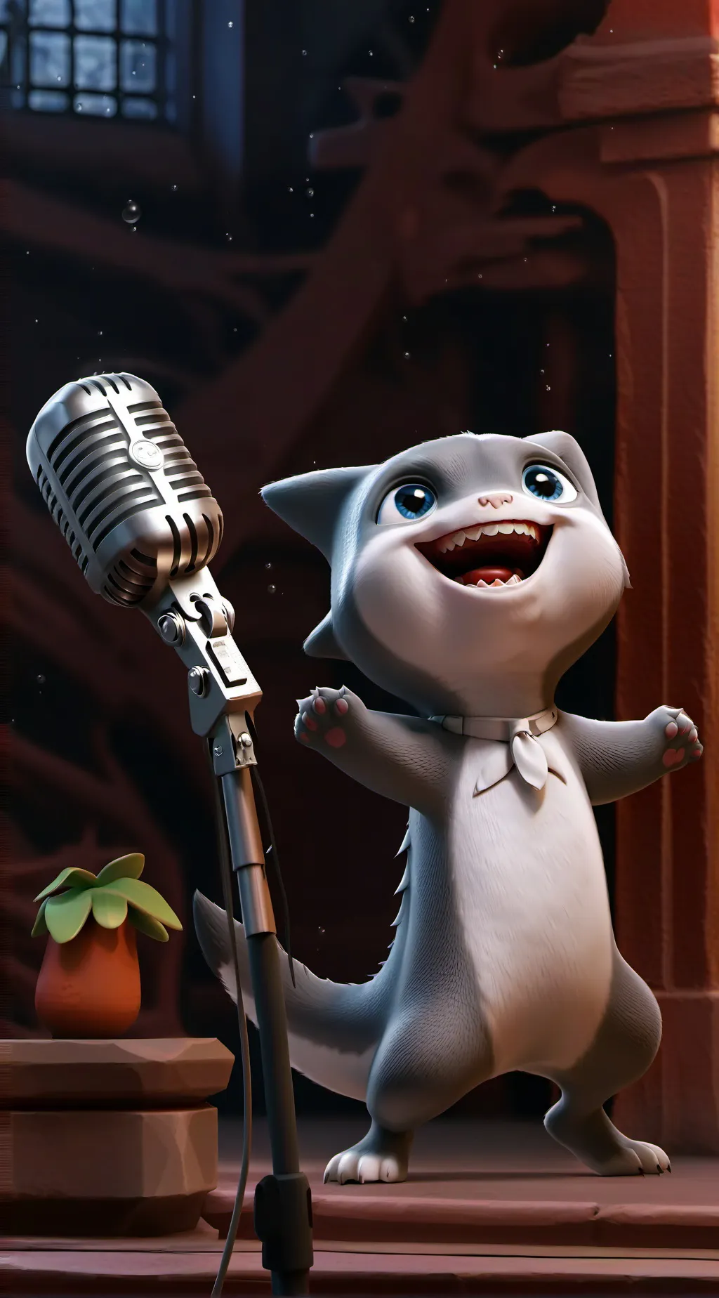 ai character: BAD SINGER CAT background