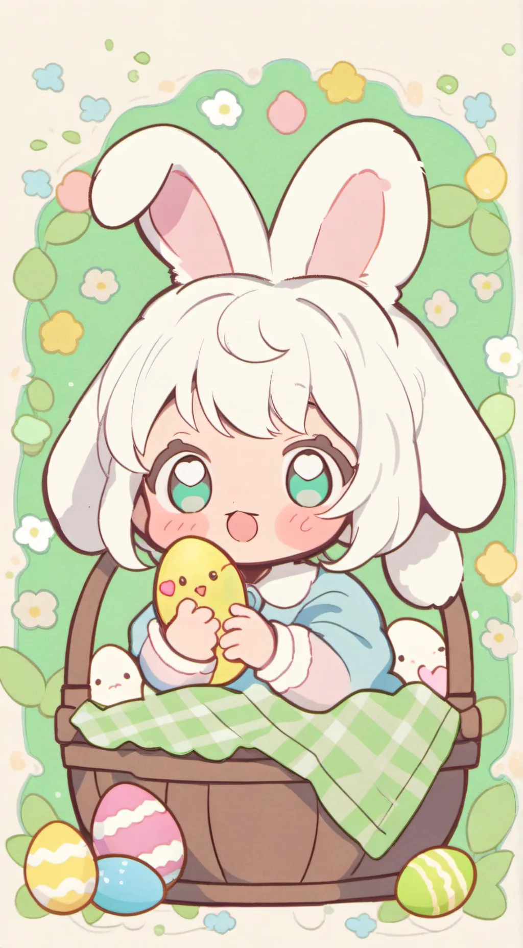 ai character: little easter baby background