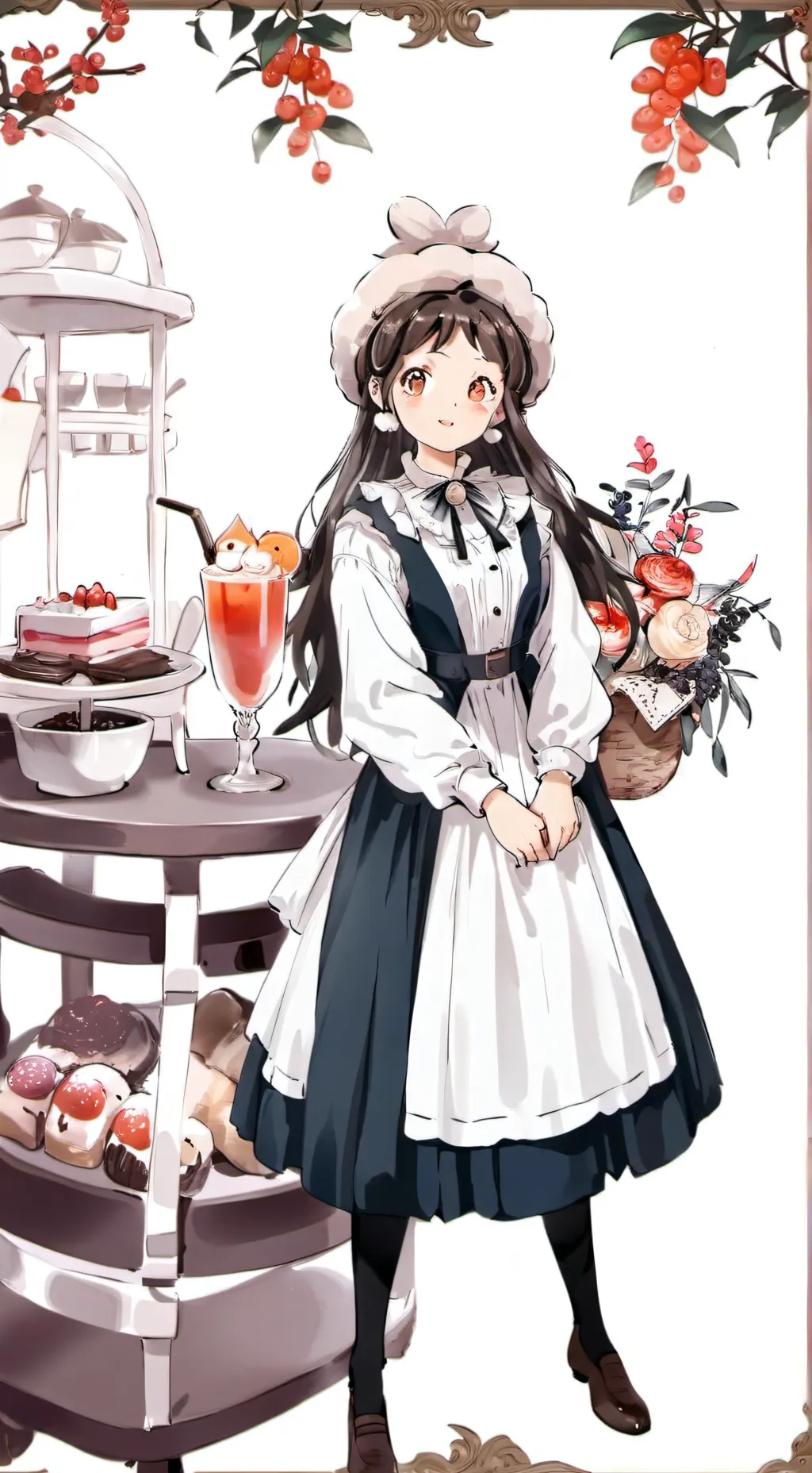 ai character: MHA maid dress background