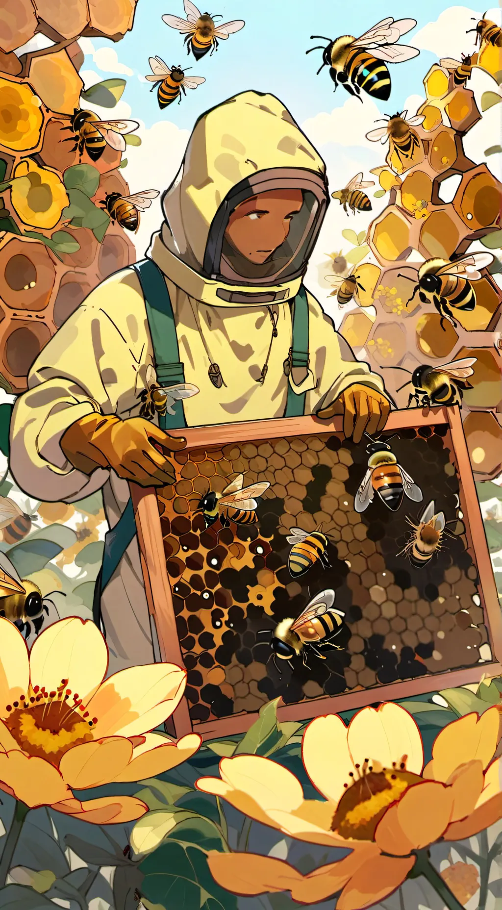 ai character: The Beekeeper 🐝  background