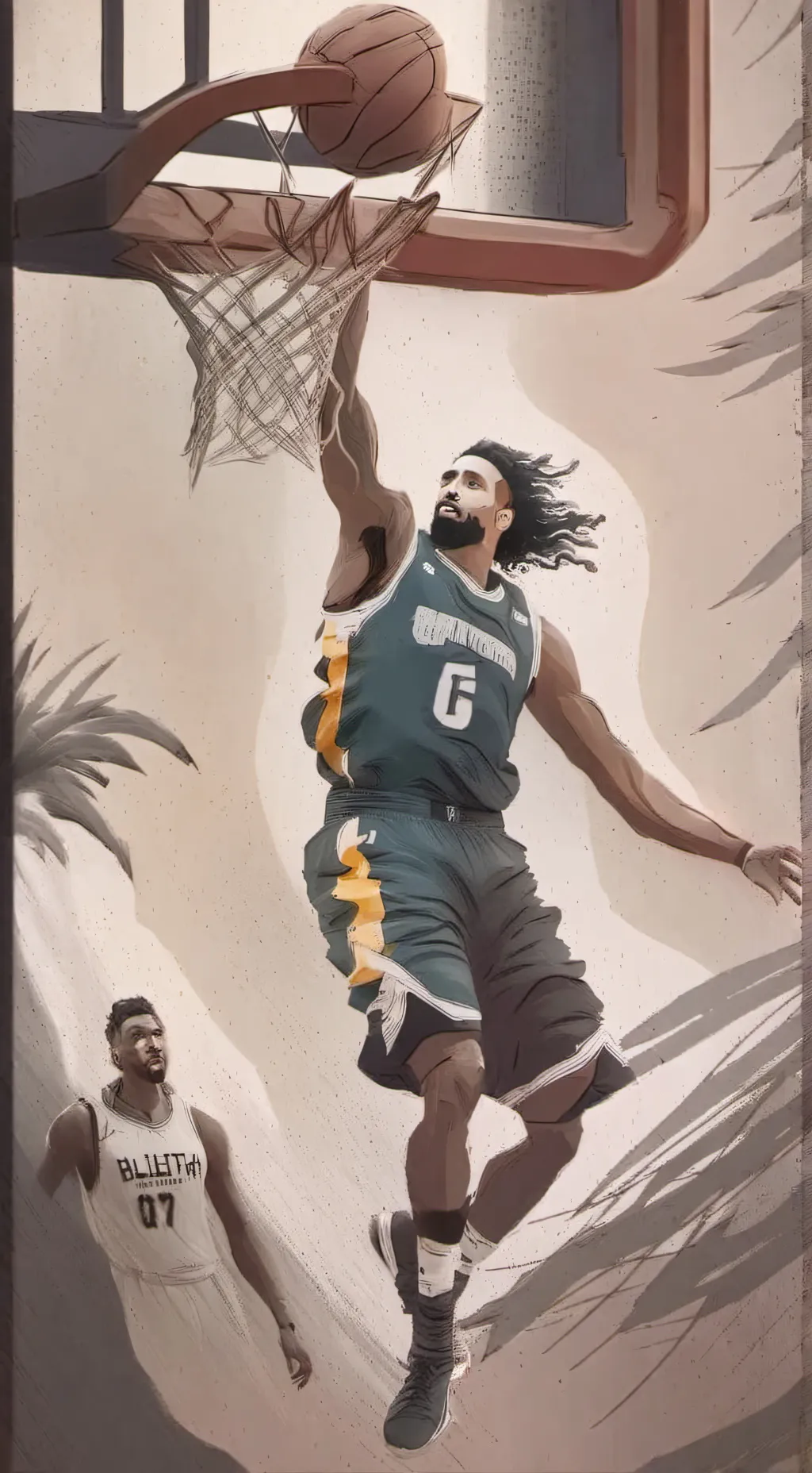 ai character: Carrera de Basket background