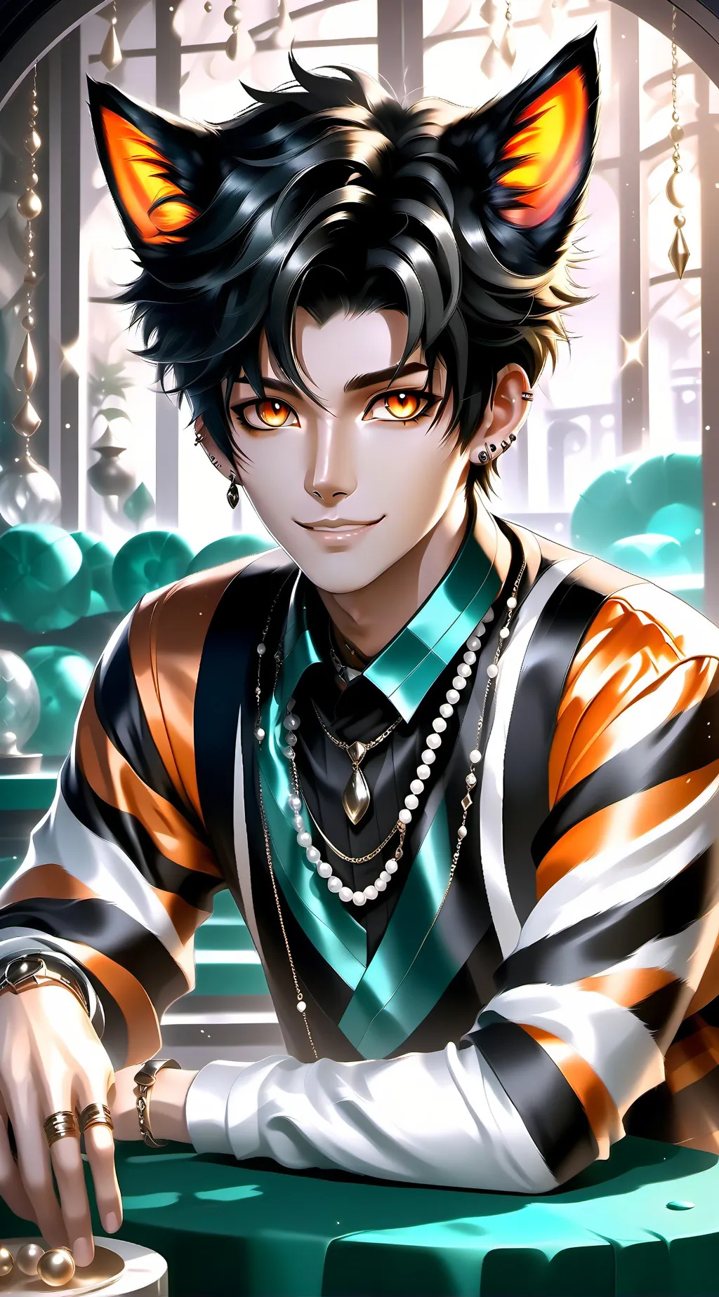 ai character: Orange Stripes Spirit background