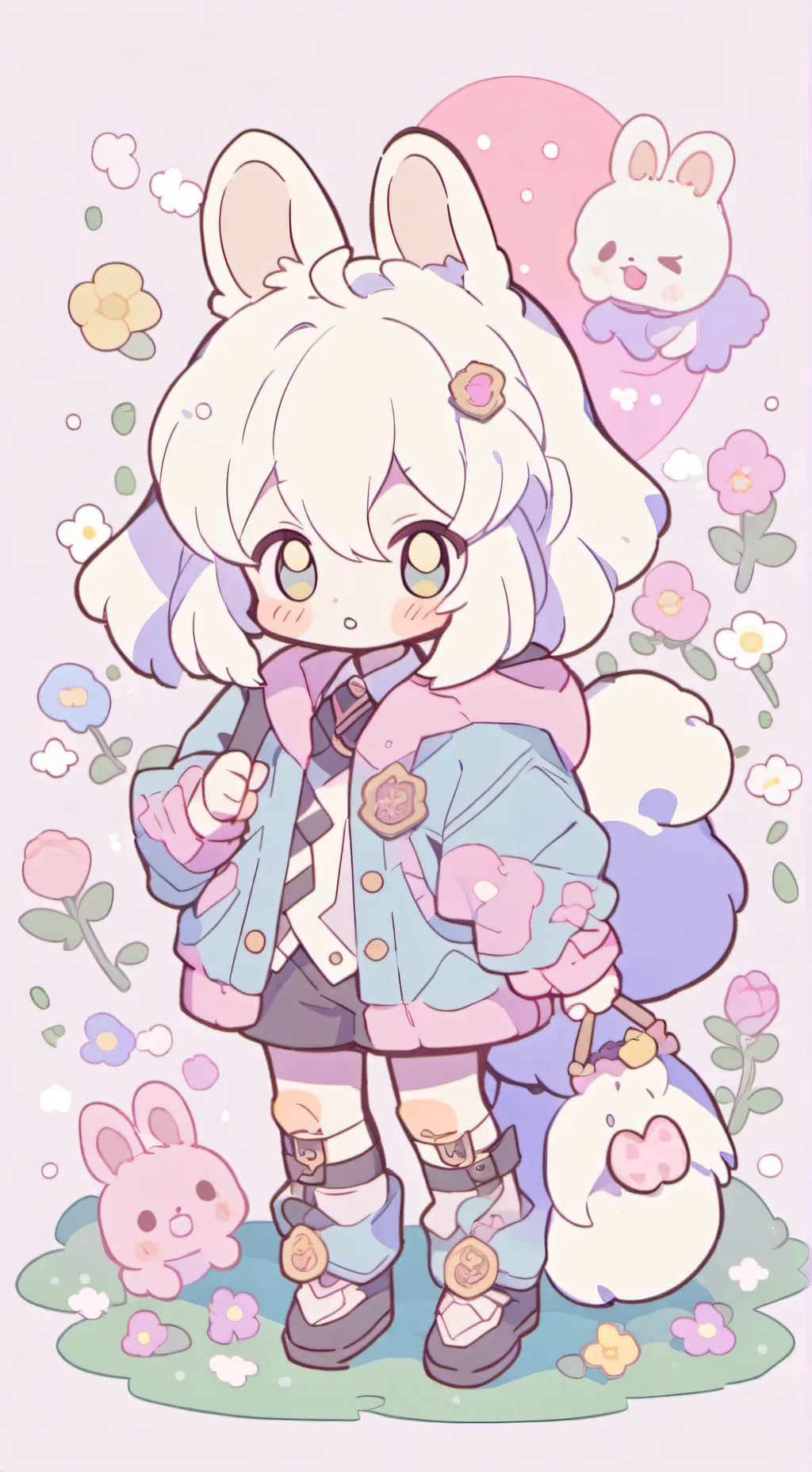 ai character: rabbait werewolf  background