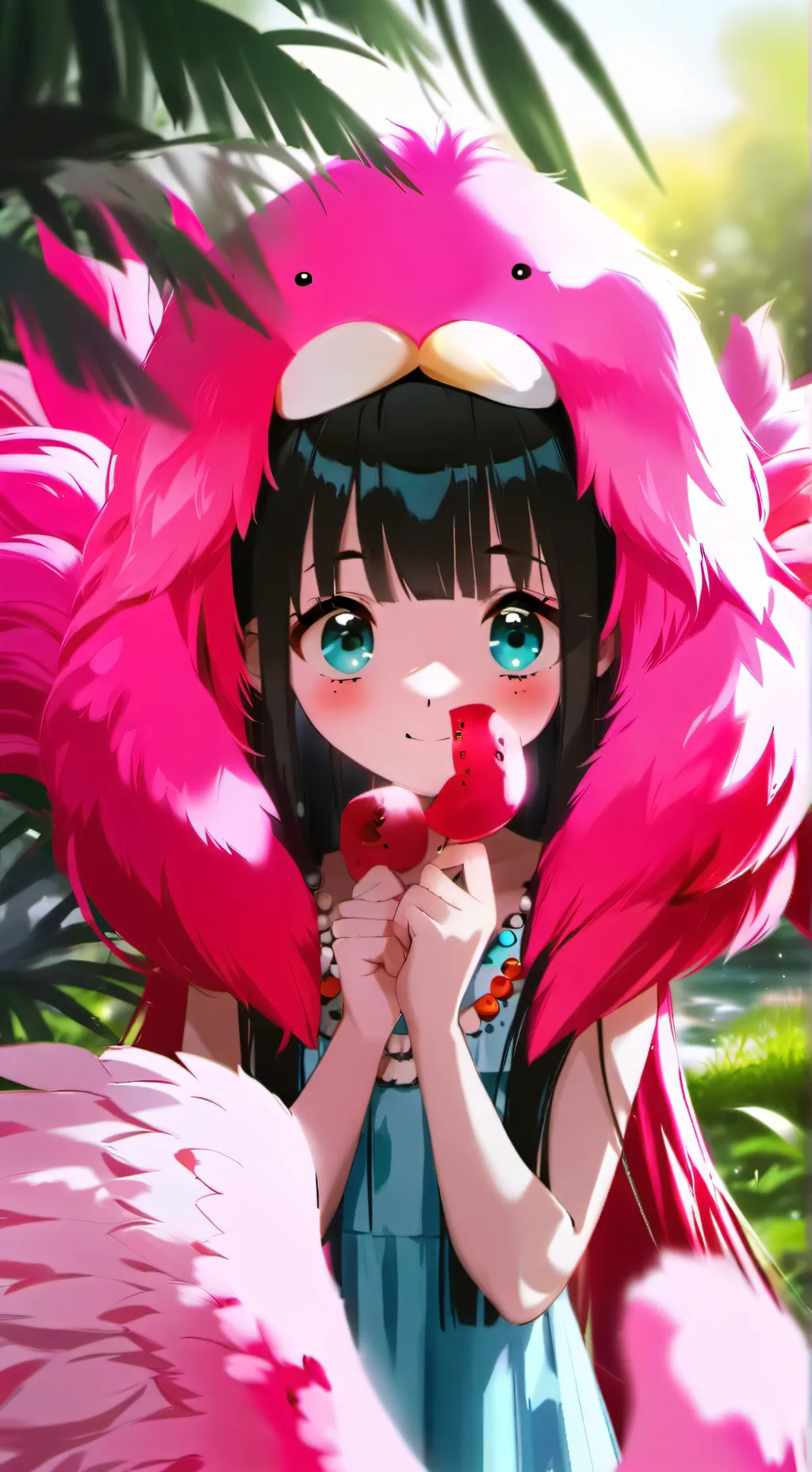 ai character: Flamingo Furry Spirit background