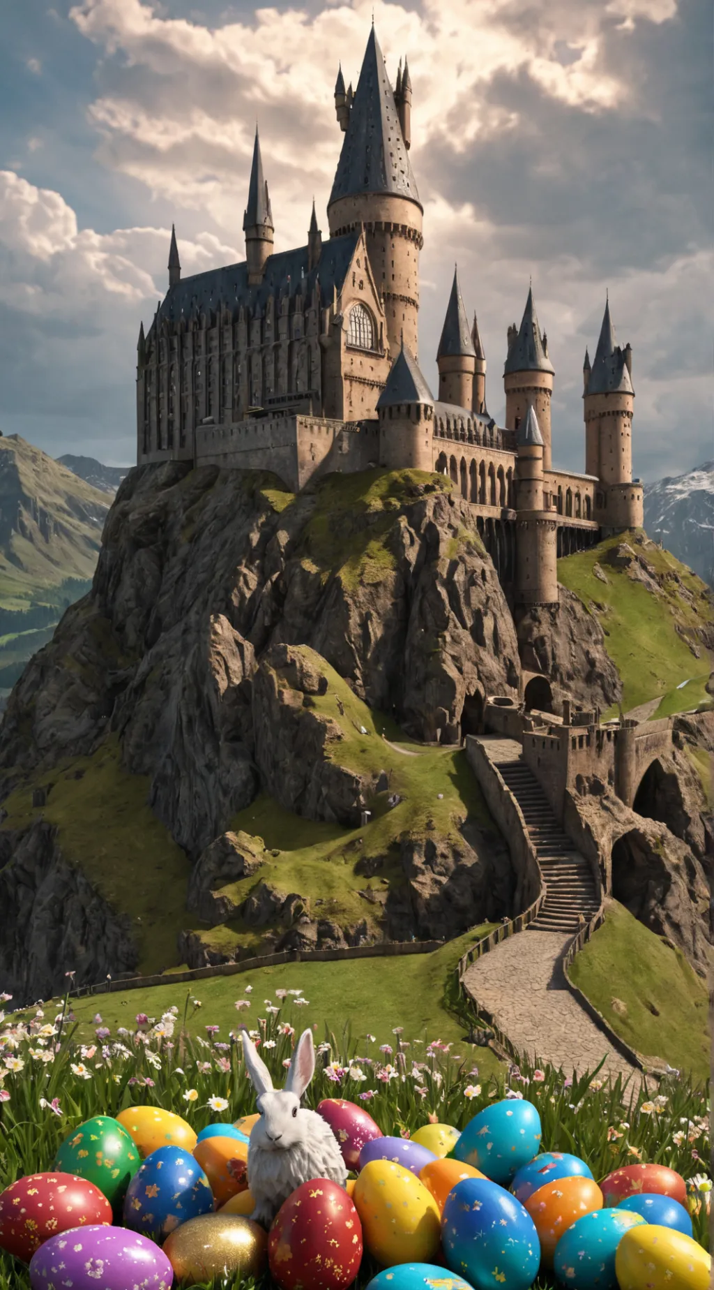 ai character: hogwarts 🥚🐣🐰🐇😁😆 background