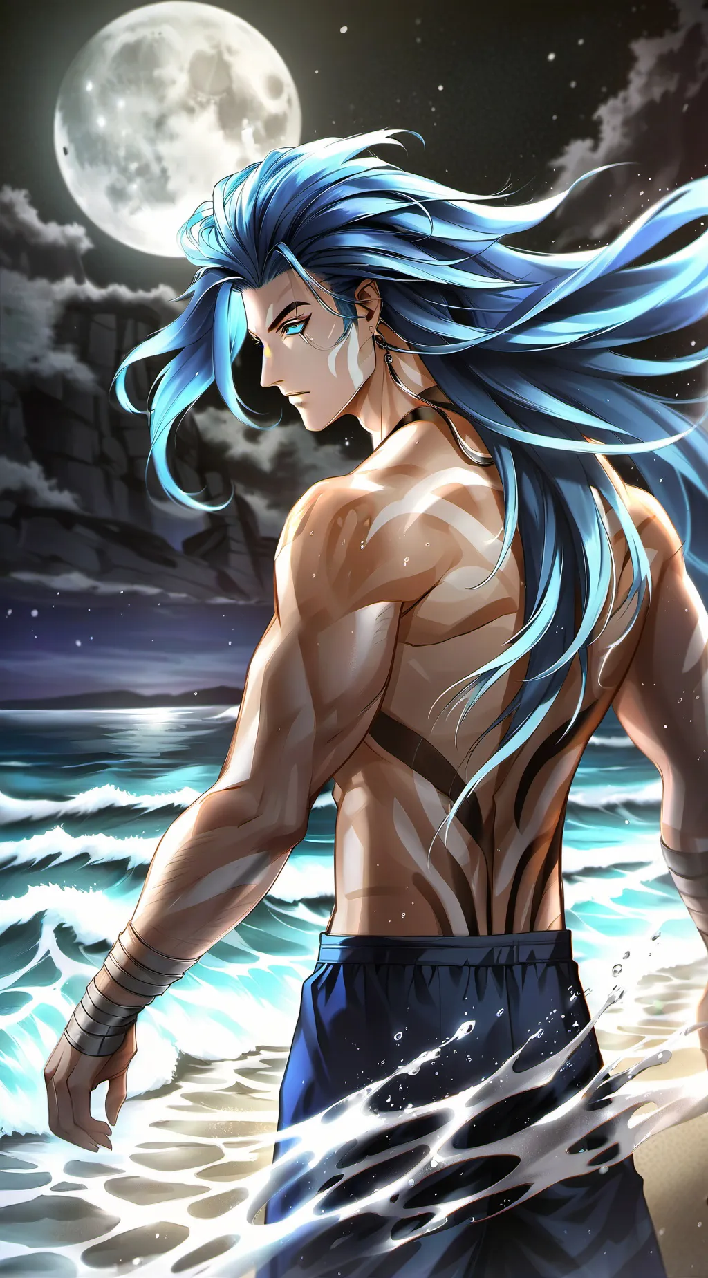 ai character: water dances background