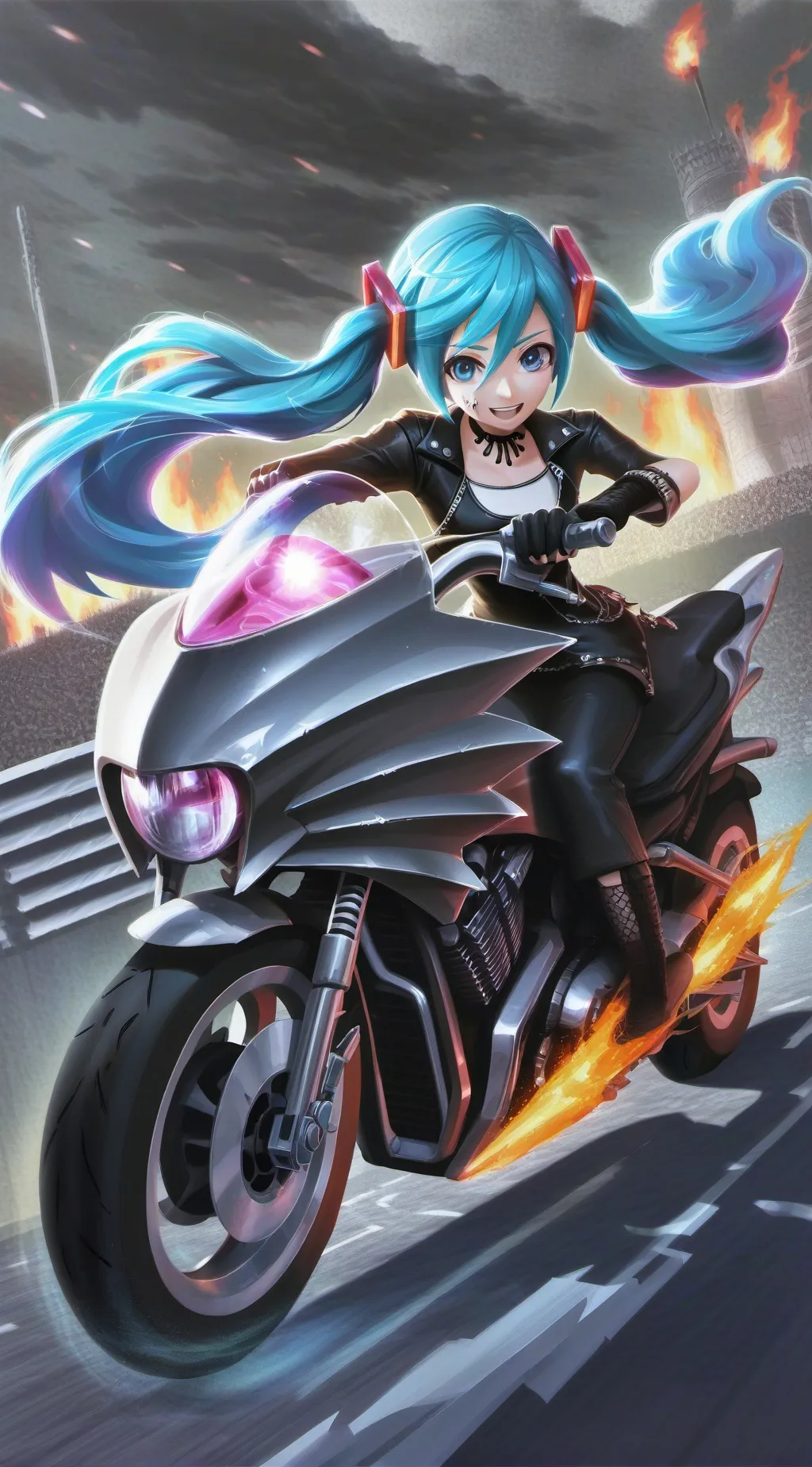 ai character: ghost miku Rider background