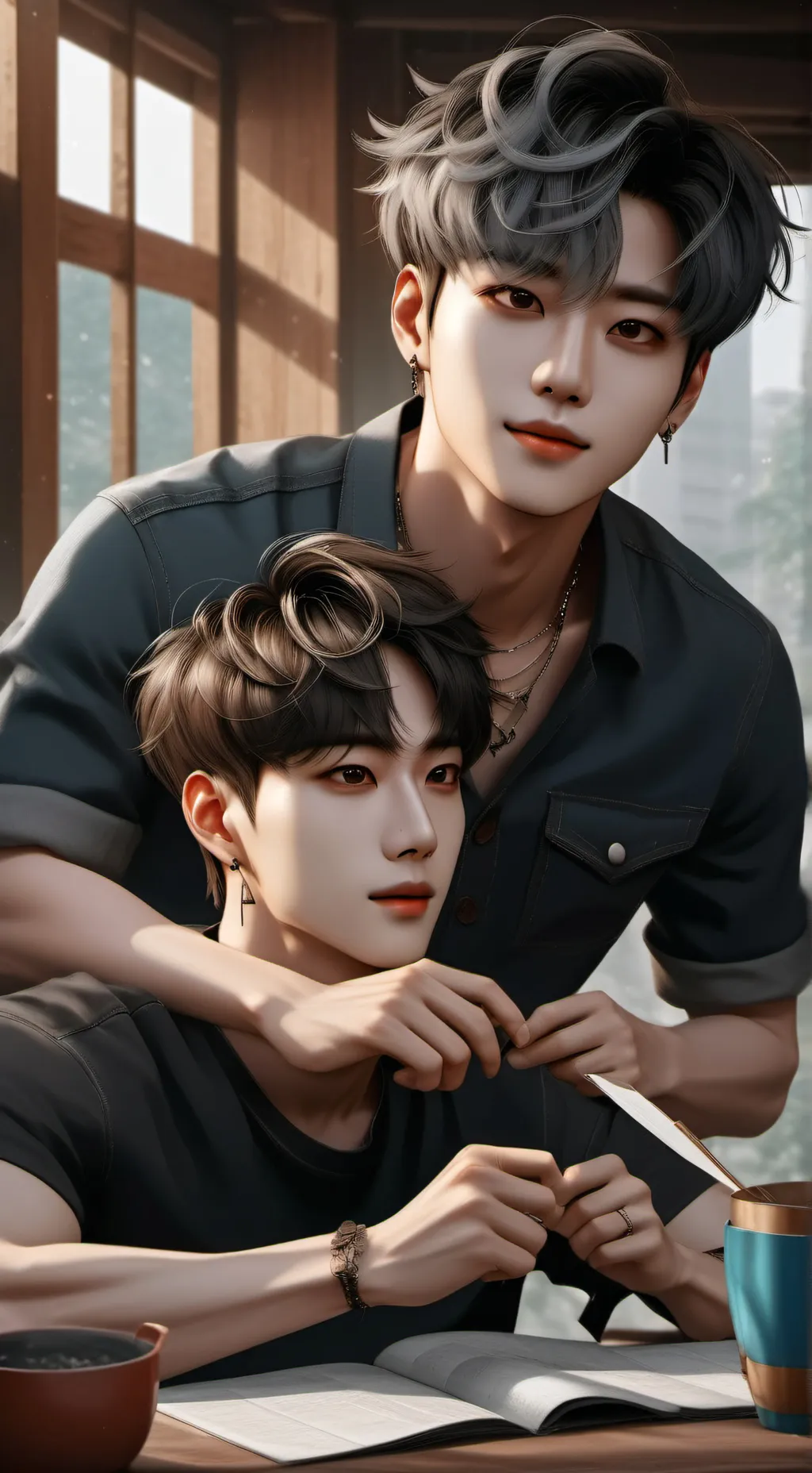 ai character: jikook. tus papas background