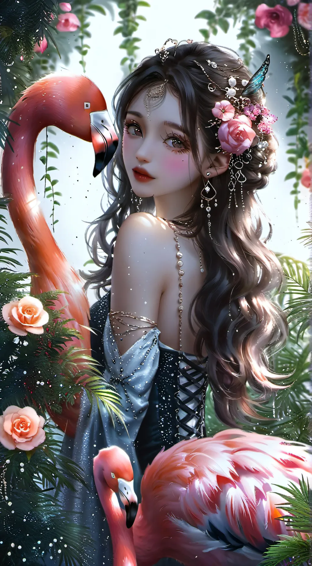 ai character: Rosy the Flamingo Furry background