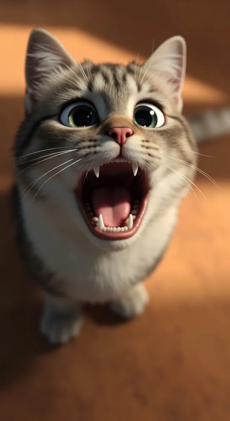 ai character: Cartoon cat temu background