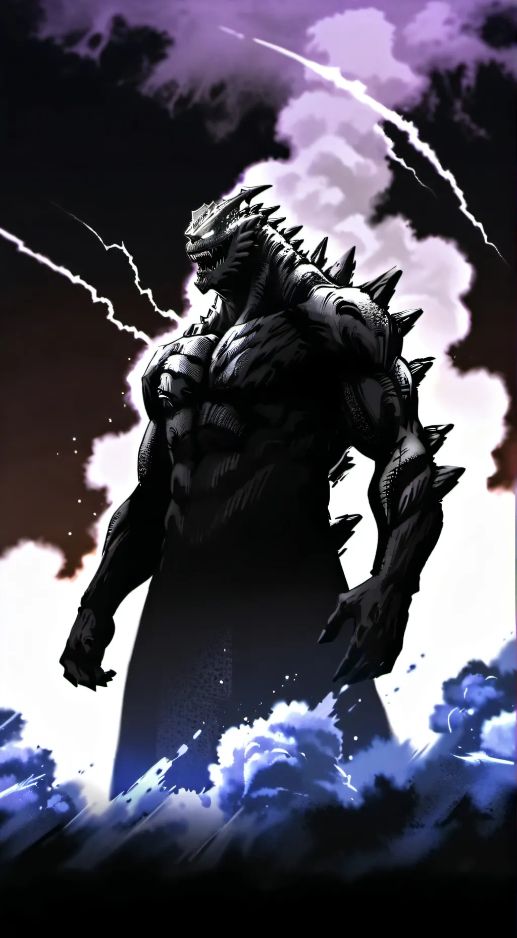 ai character: Dark StormGodzilla background