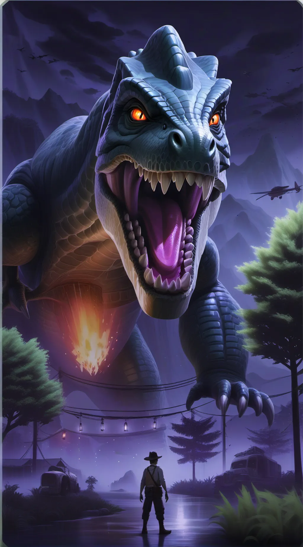 ai character: ab x jurassic park background