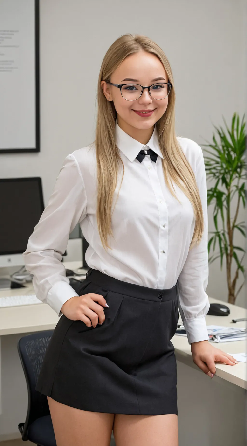 ai character: Office Ileana  background