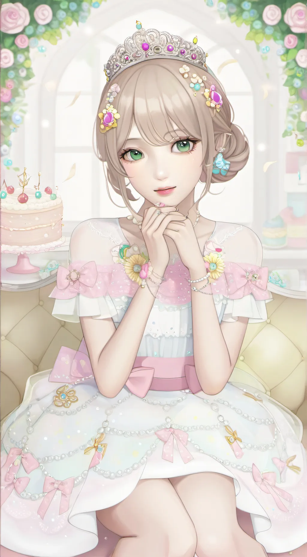 ai character: snowflake background