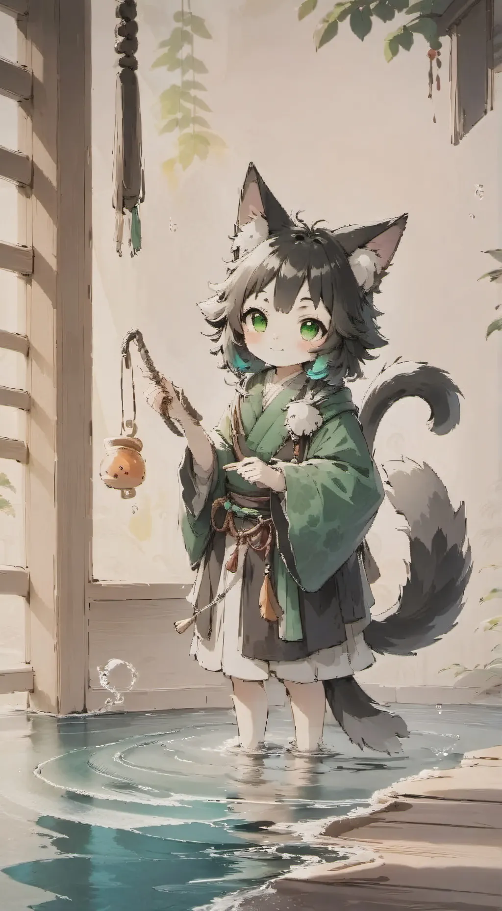 ai character: Emerald Waters Spirit background