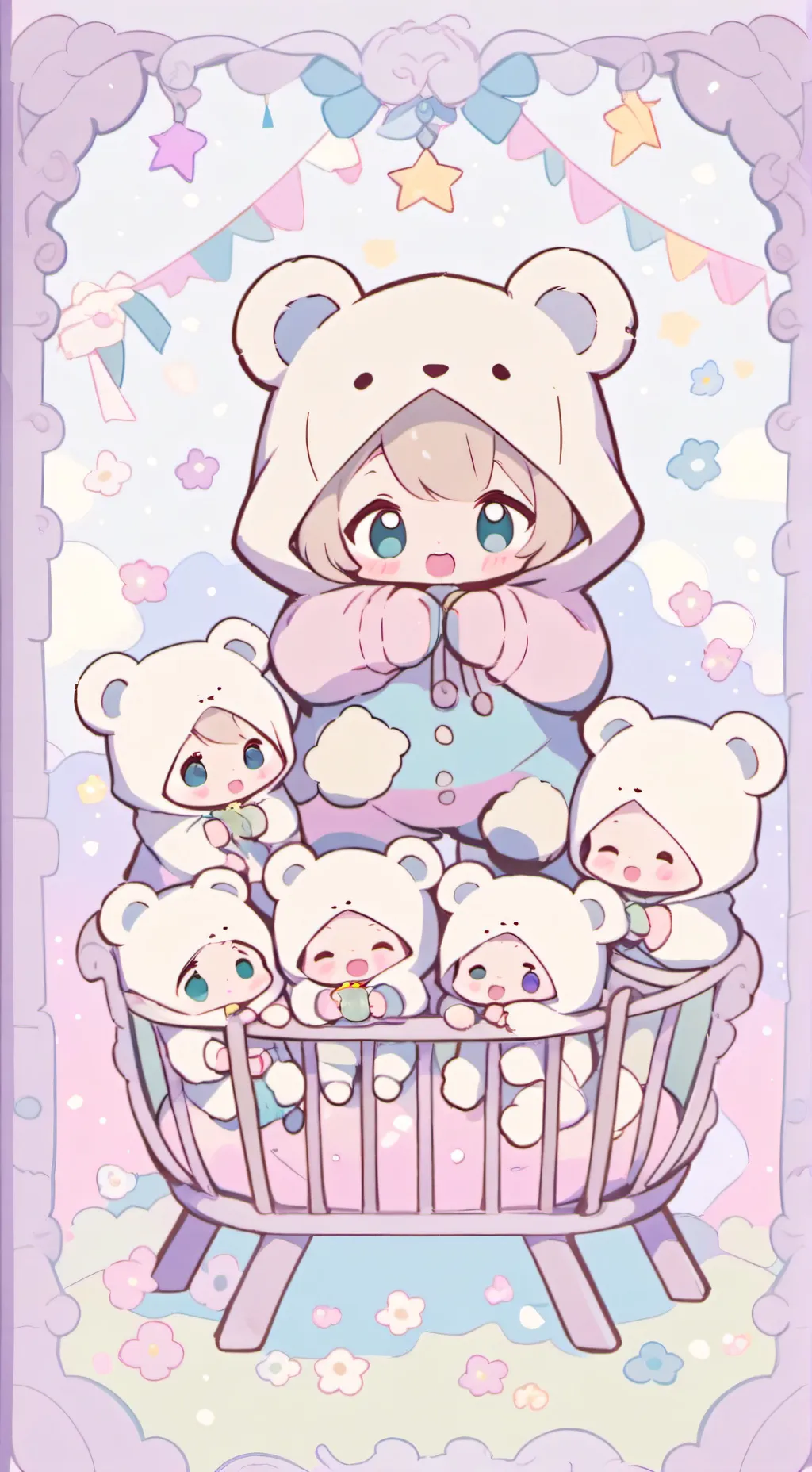 ai character: cute lovely babies background