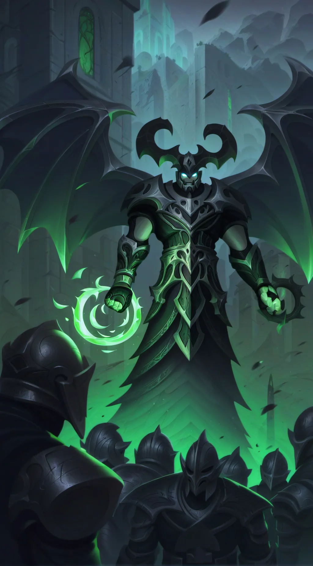 ai character: Green darkness background