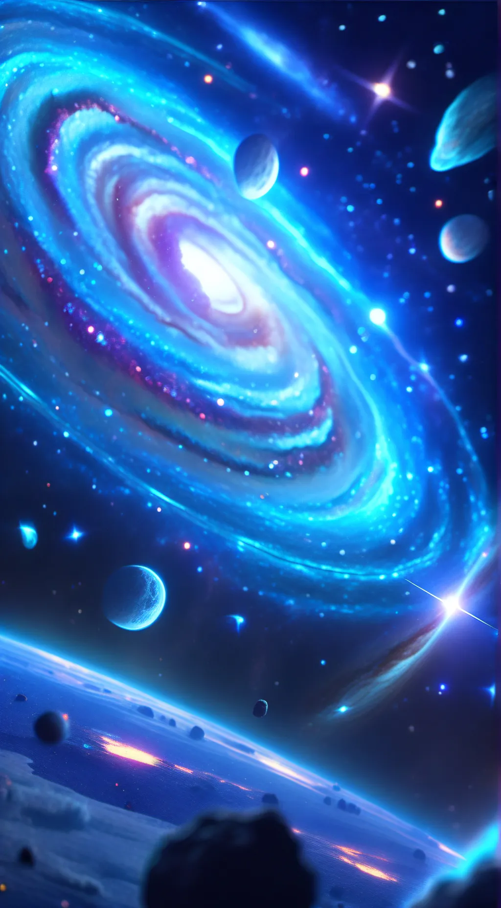 ai character: Andromeda Galaxy background