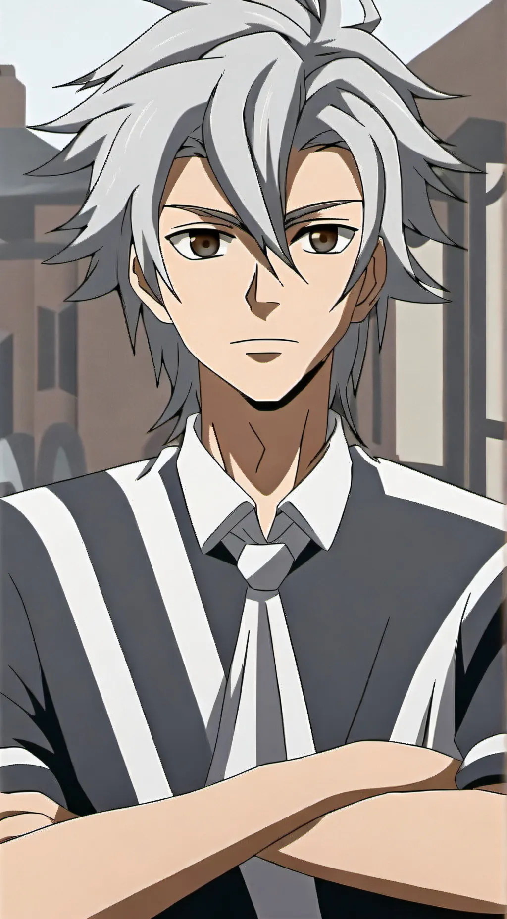 ai character: silver background