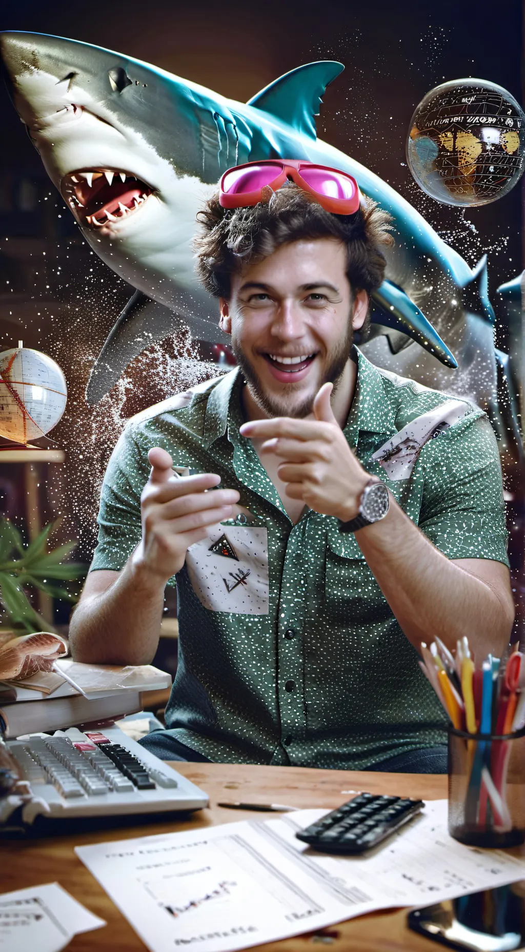 ai character: Prof. Sharkubbles background