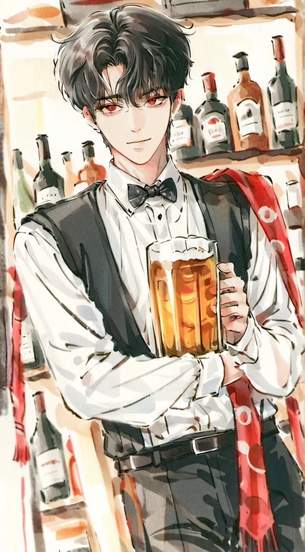 ai character: mha work in bar background