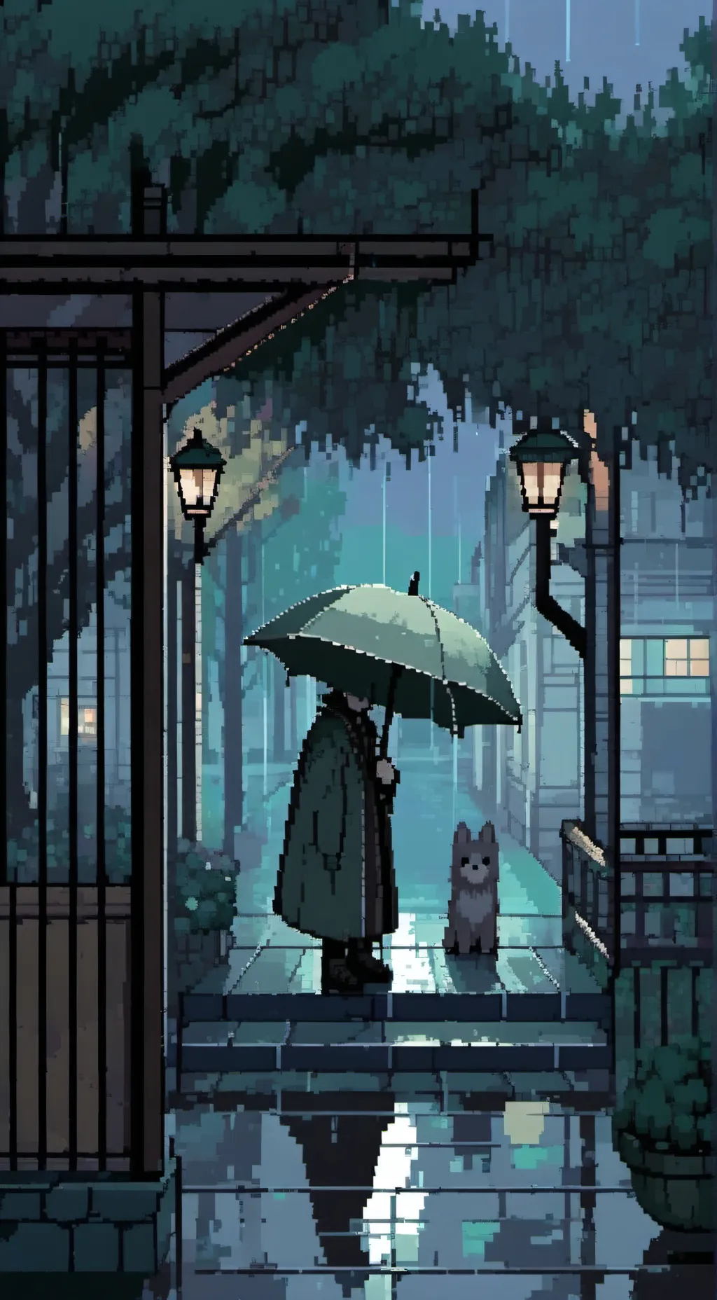 ai character: KNY gloomy day background