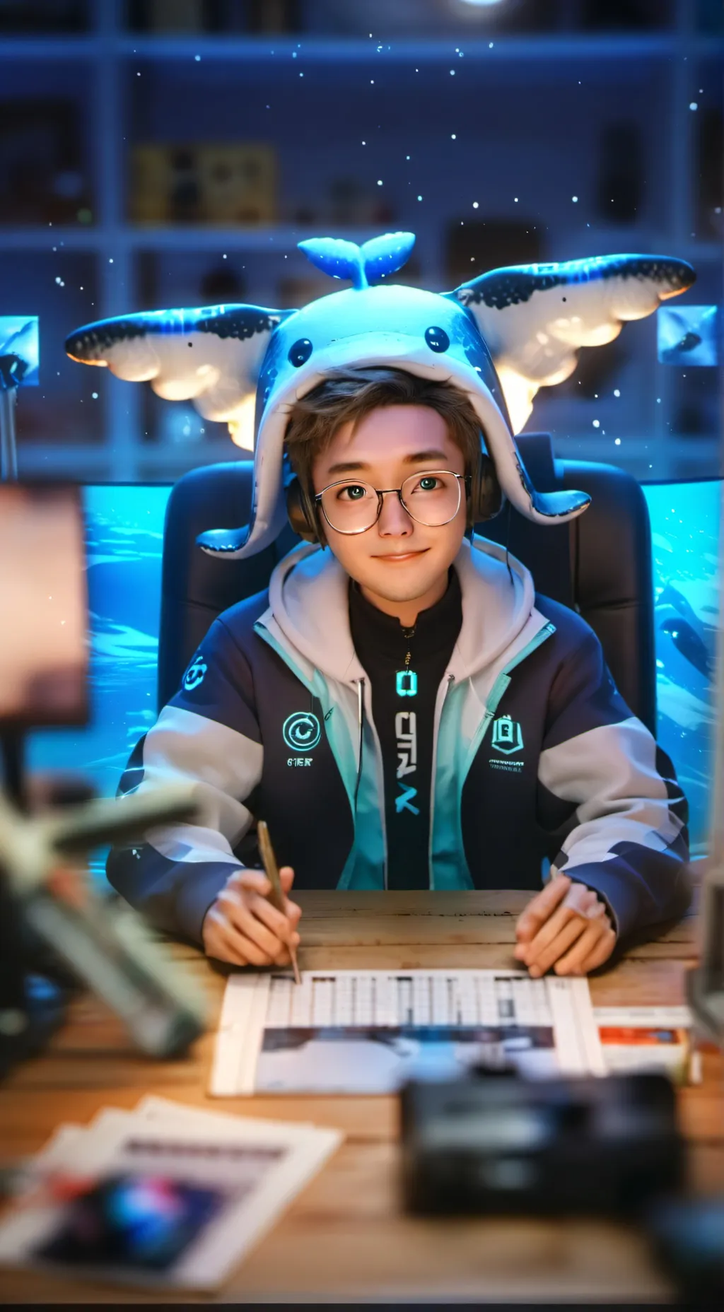 ai character: Pixel Spirit Whalux background