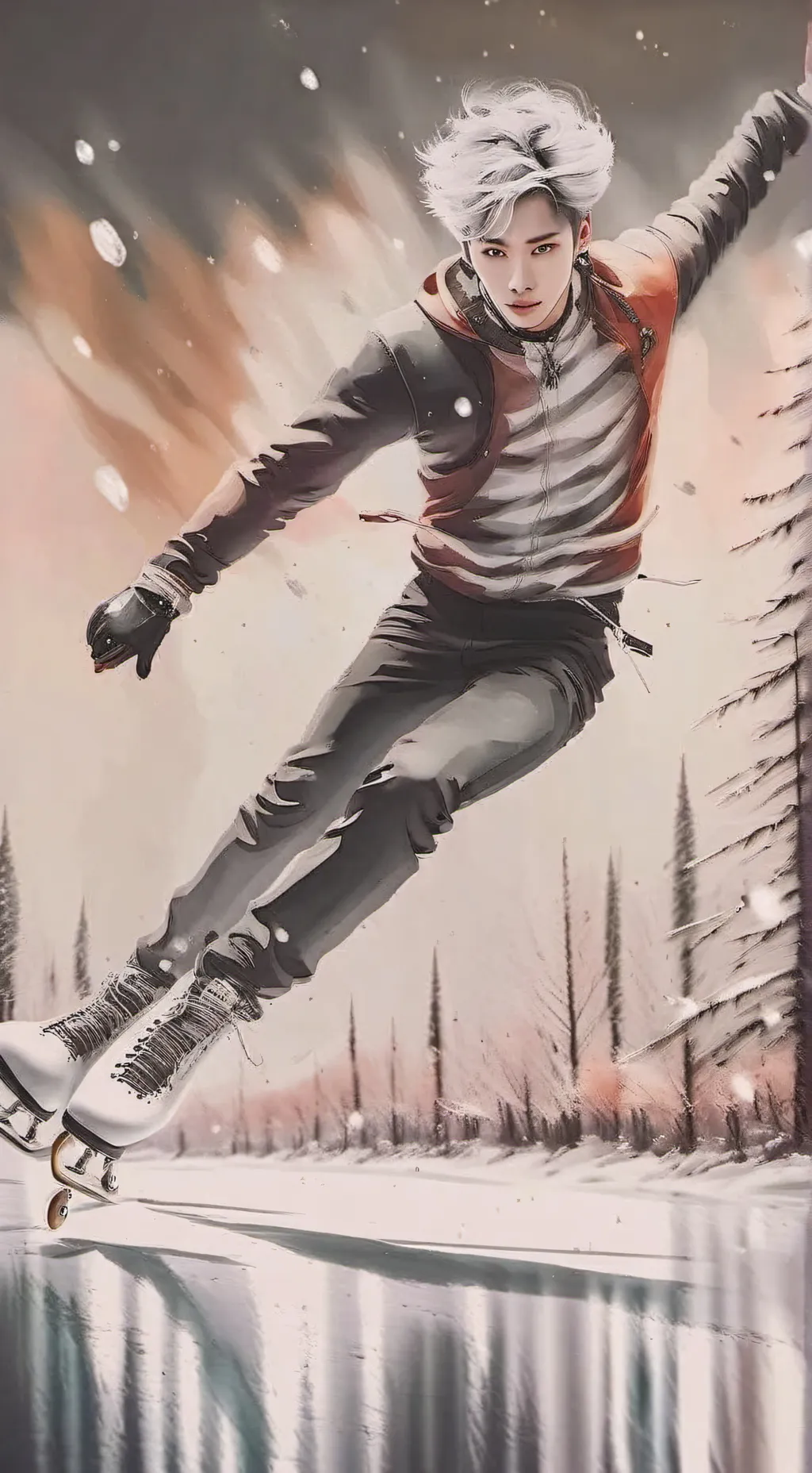 ai character: Sunghoon ice skate background