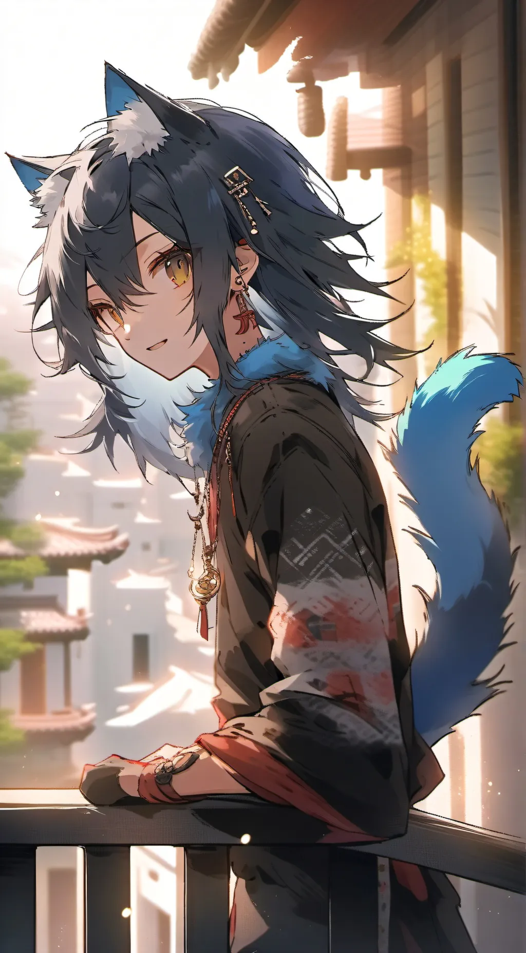 ai character: Blue Scrappy Furry background