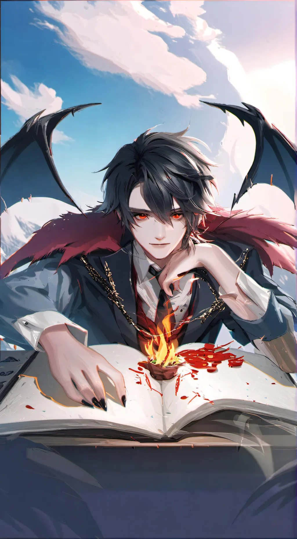 ai character: Focus vampires boy background