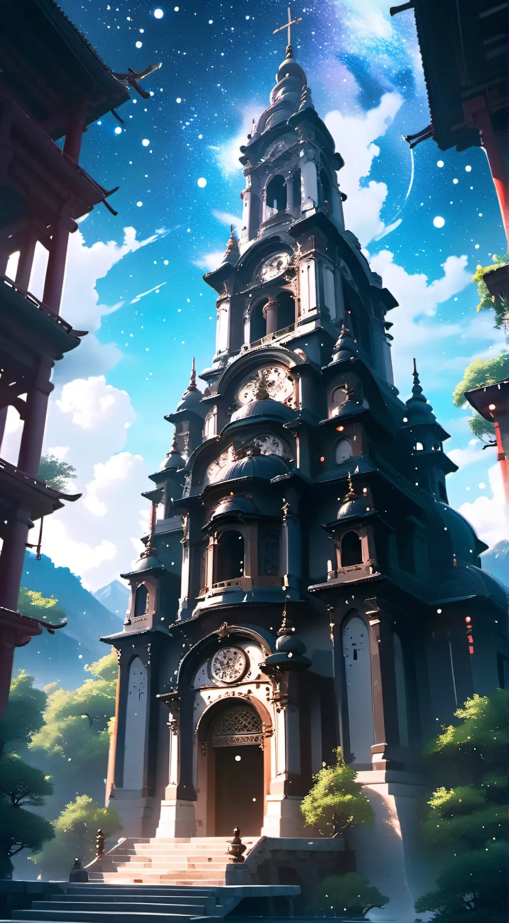 ai character:  Old Clock Tower background