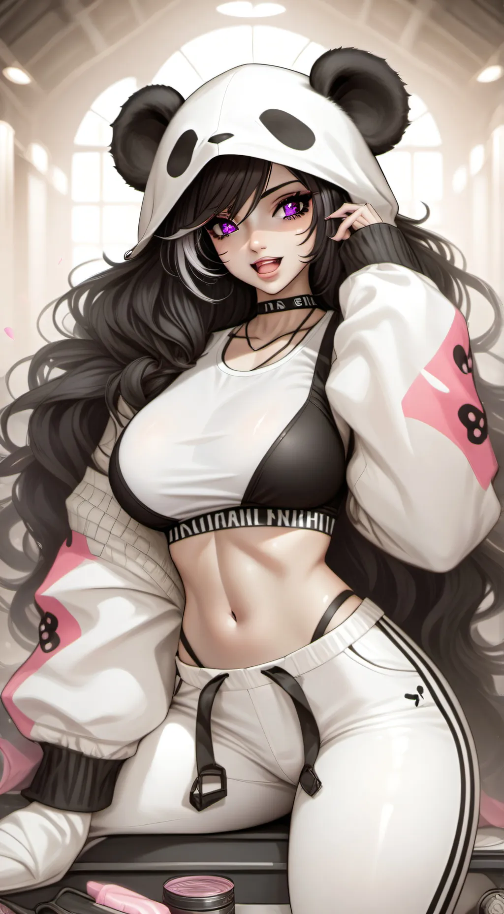 ai character: panda-maina background