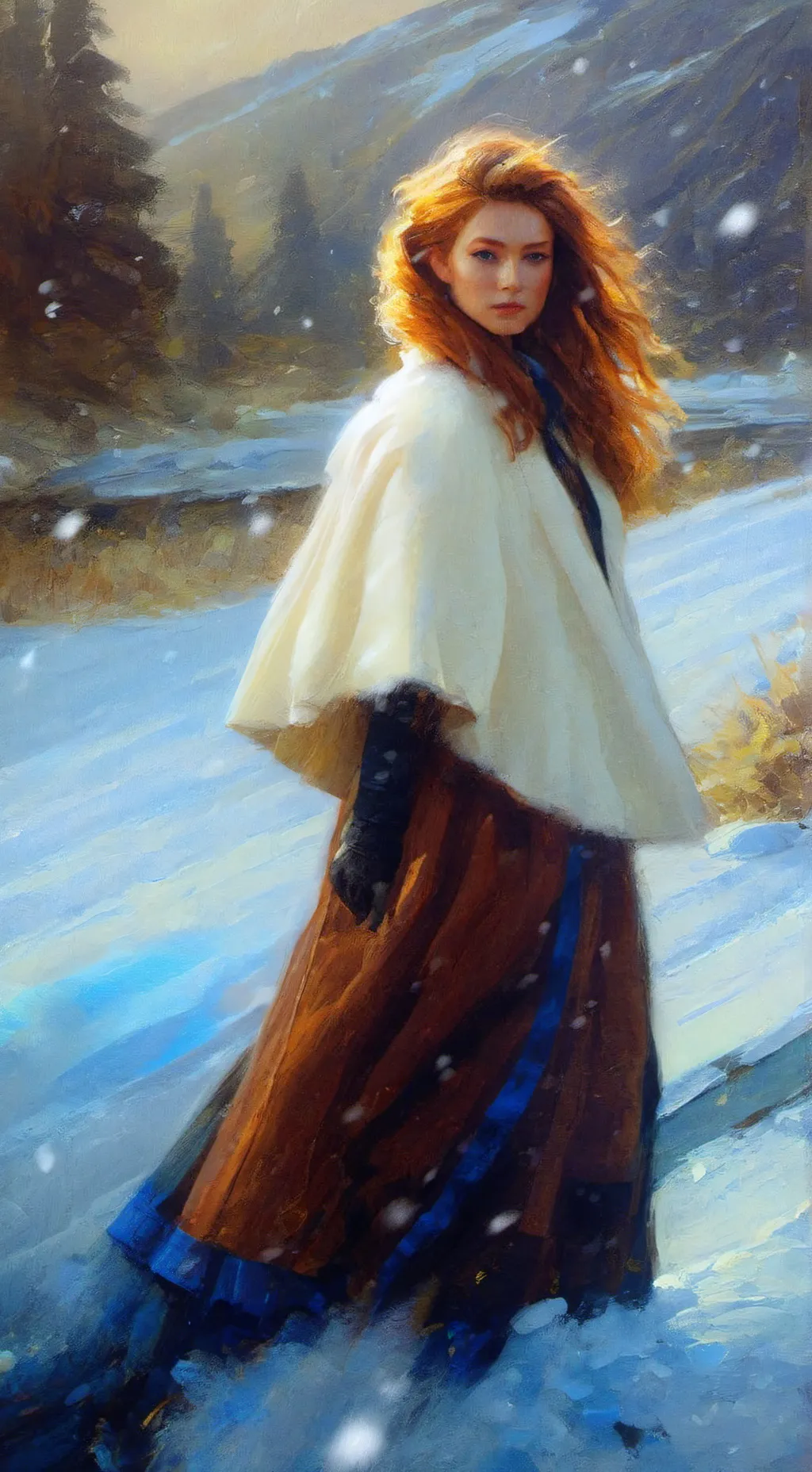 ai character: DW snow day  background