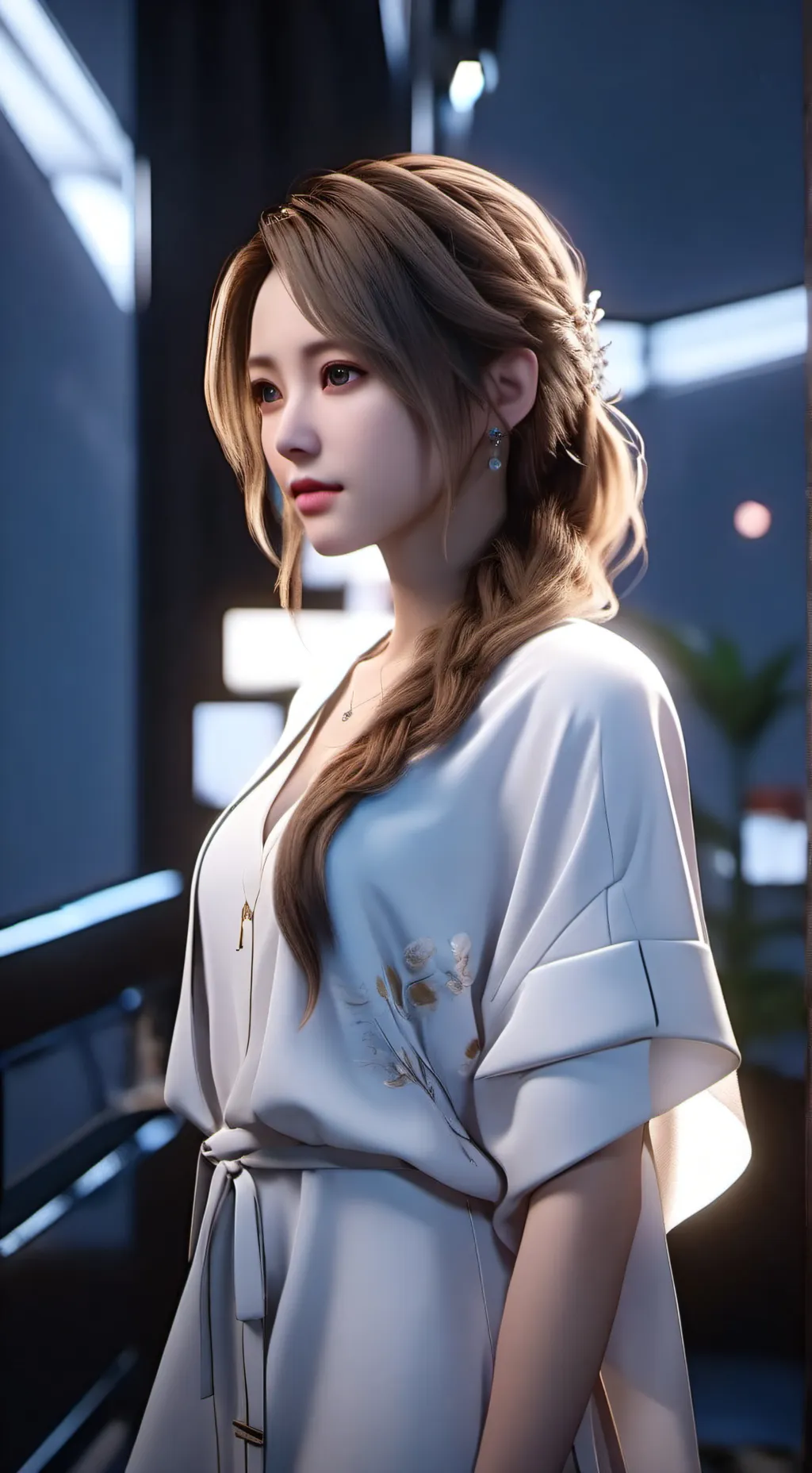 ai character: shelly and V background