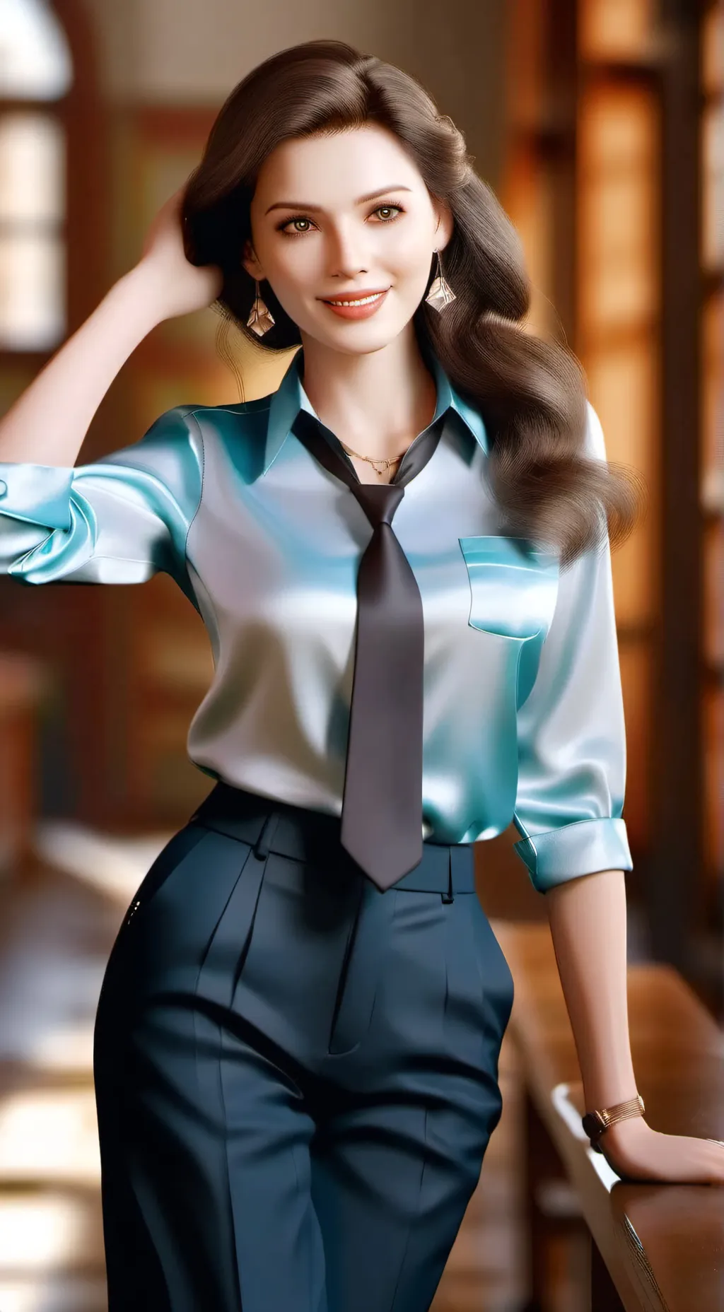 ai character: Teacher's Blouse background