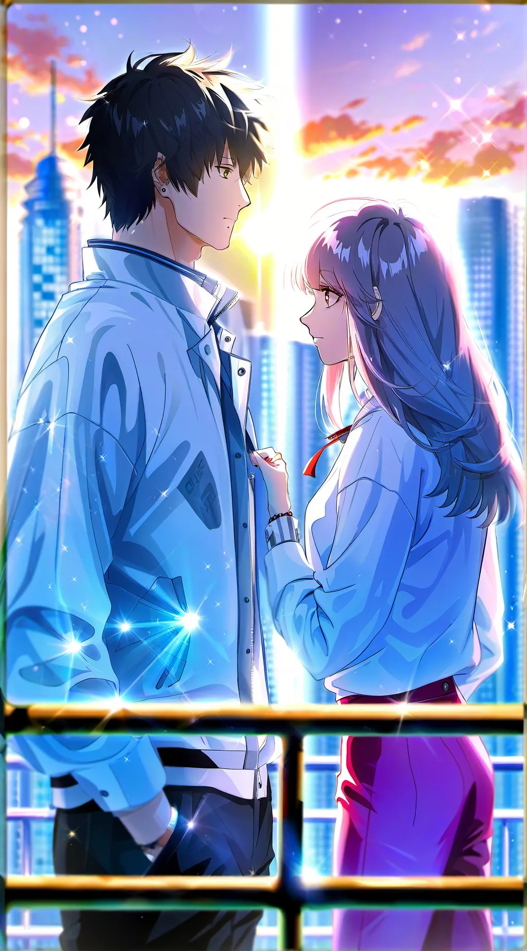 ai character: Lily and James  background